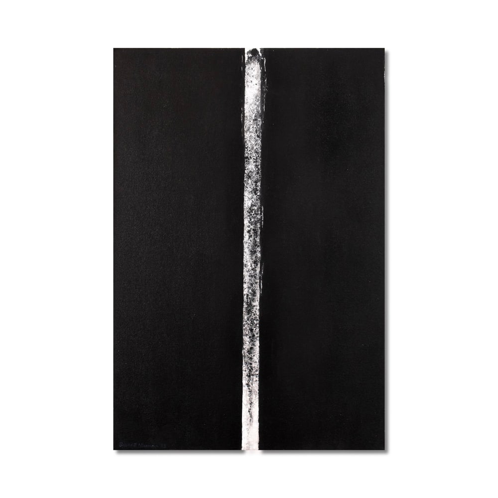 BARNETT NEWMAN (1905-1970), ATTRIBUTED TO, OIL ON CANVAS: Signed (lower left) Image Dimensions: 35 7/8 x 24 in (91 x 61 cm) This painting comes with COA. Barnett Newman stands as one of the central figures of American Abstract Expressionism, whose work