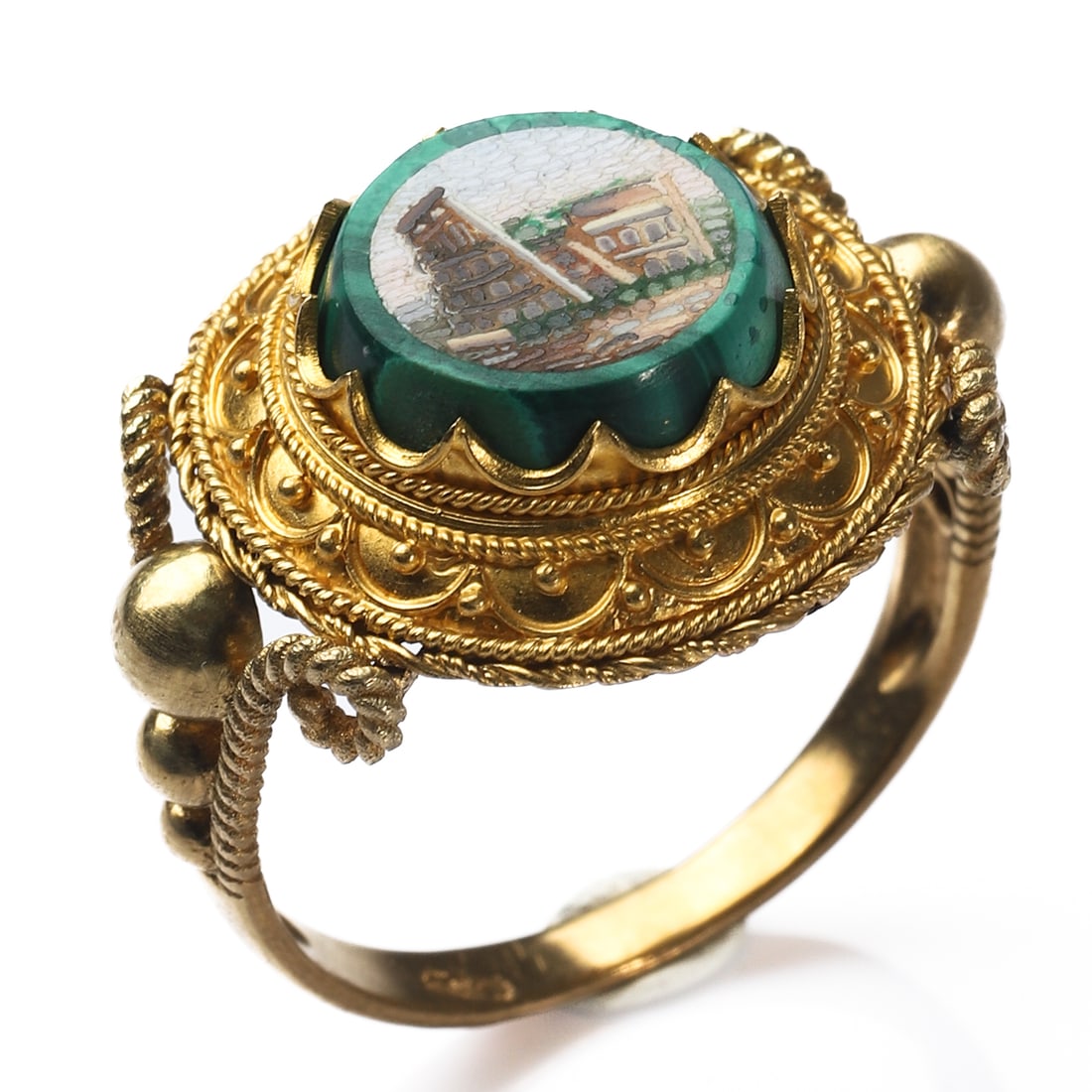 MICROMOSAIC MALACHITE GOLD RING - 2