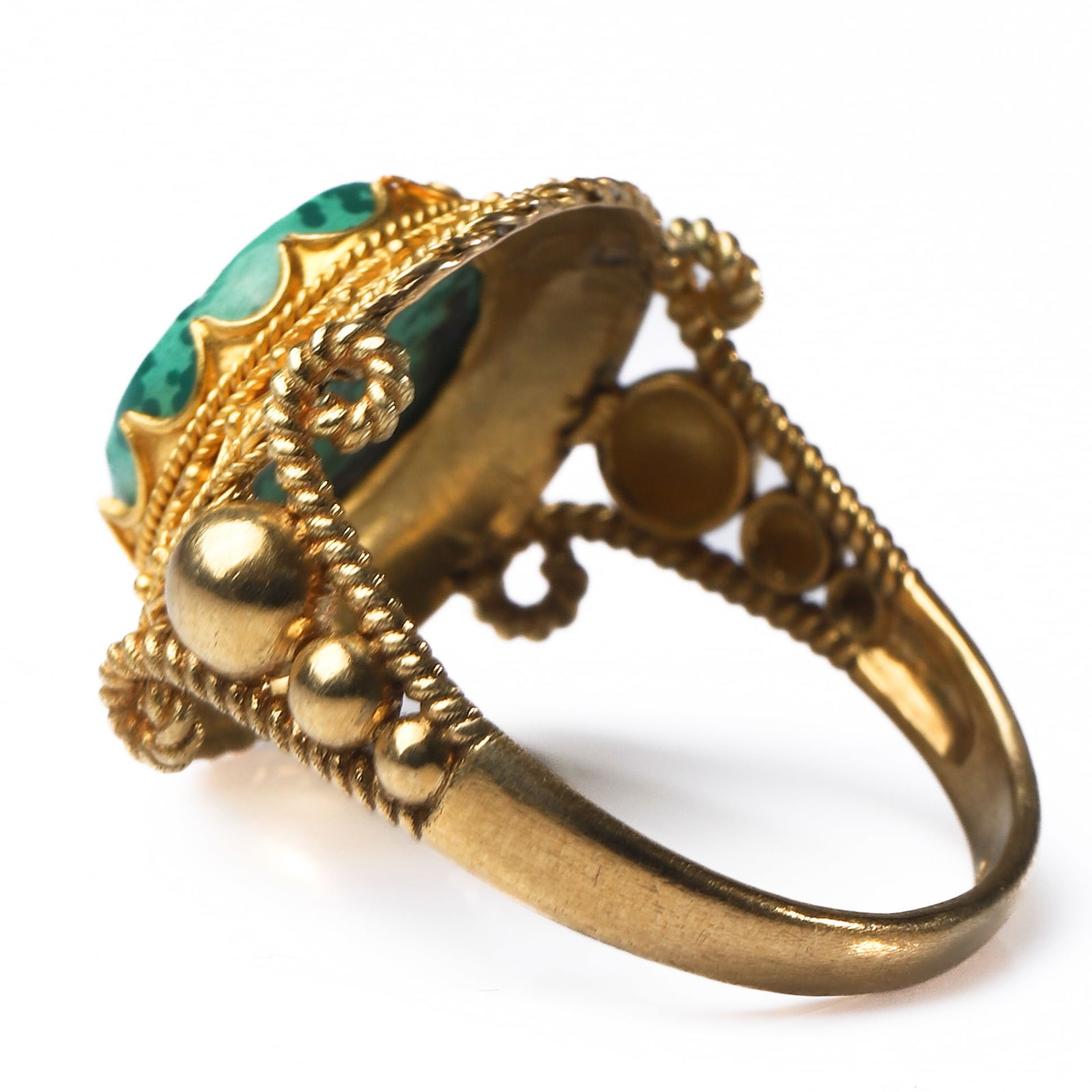 MICROMOSAIC MALACHITE GOLD RING - 4