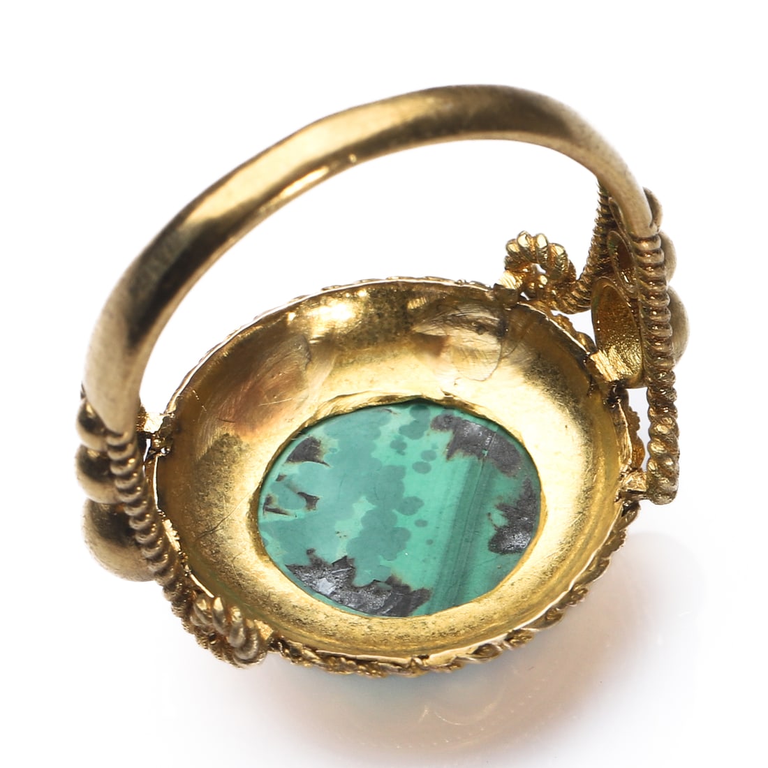 MICROMOSAIC MALACHITE GOLD RING - 5