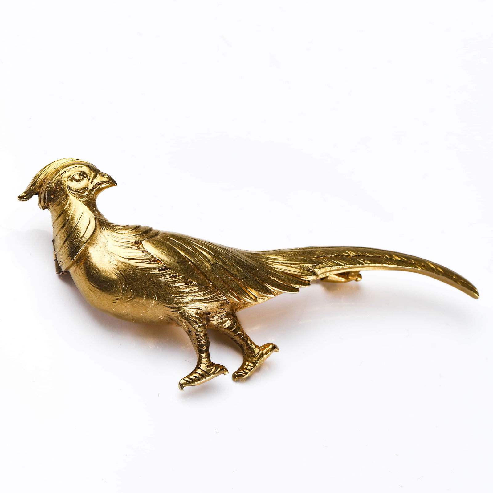 AN ART NOUVEAU FRENCH GOLD PHEASANT BROOCH - 2