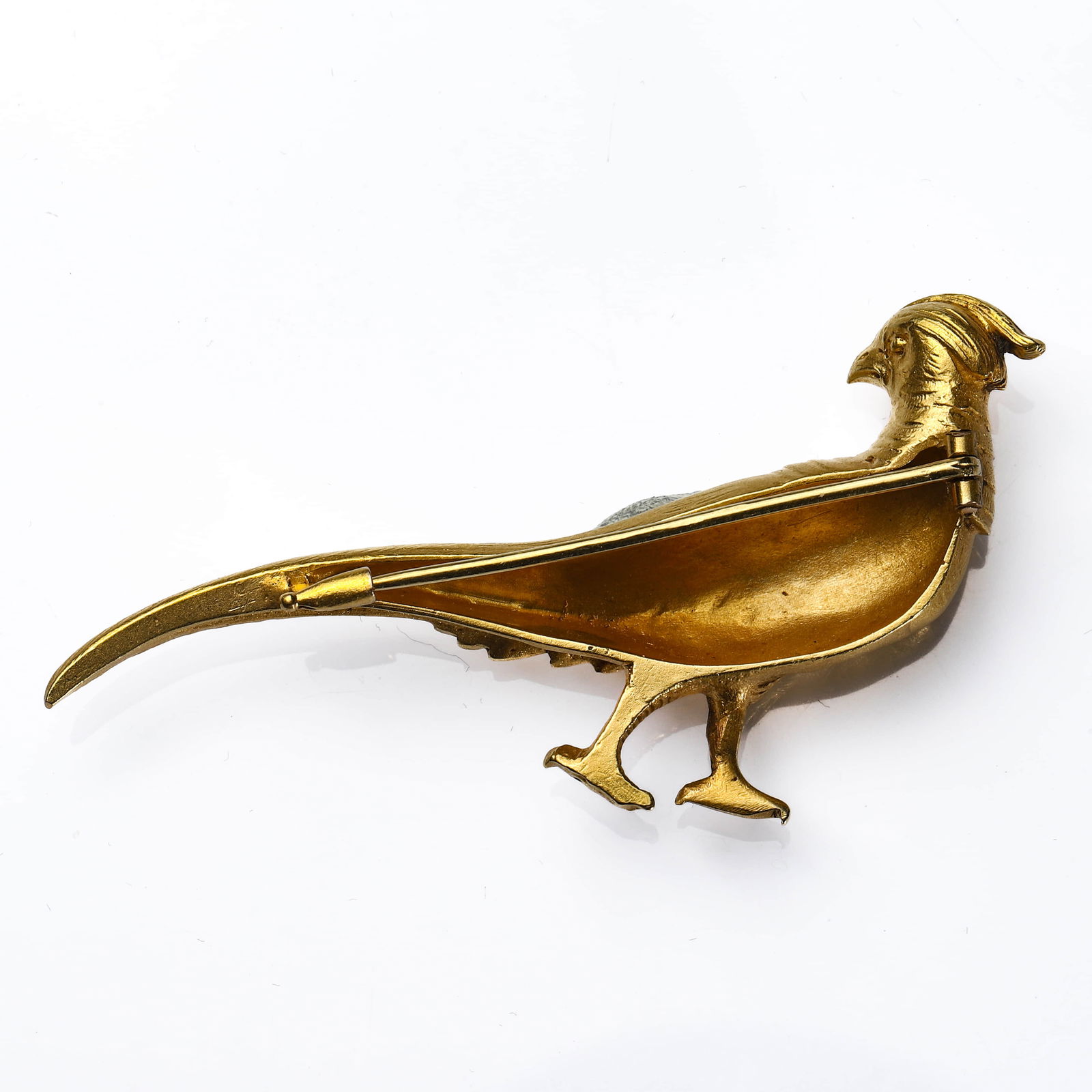 AN ART NOUVEAU FRENCH GOLD PHEASANT BROOCH - 4