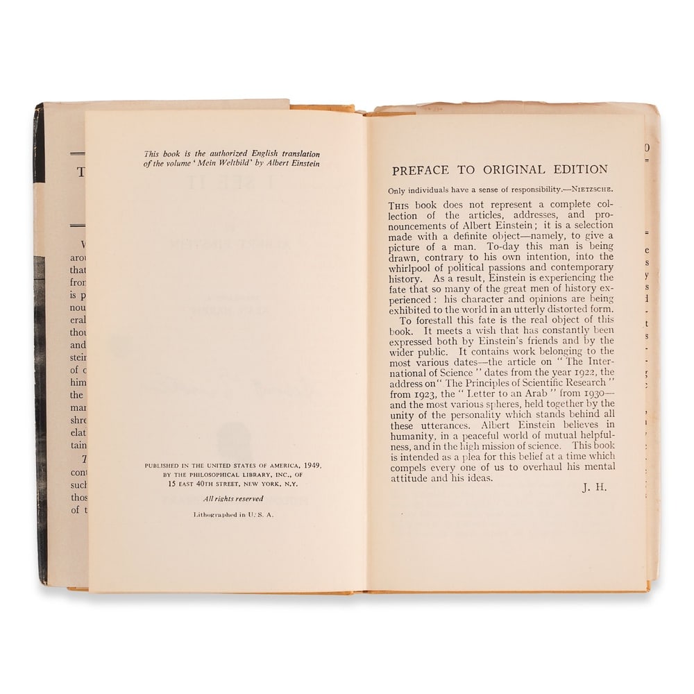 ALBERT EINSTEIN SIGNED THE WORLD AS I SEE IT BOOK - 4