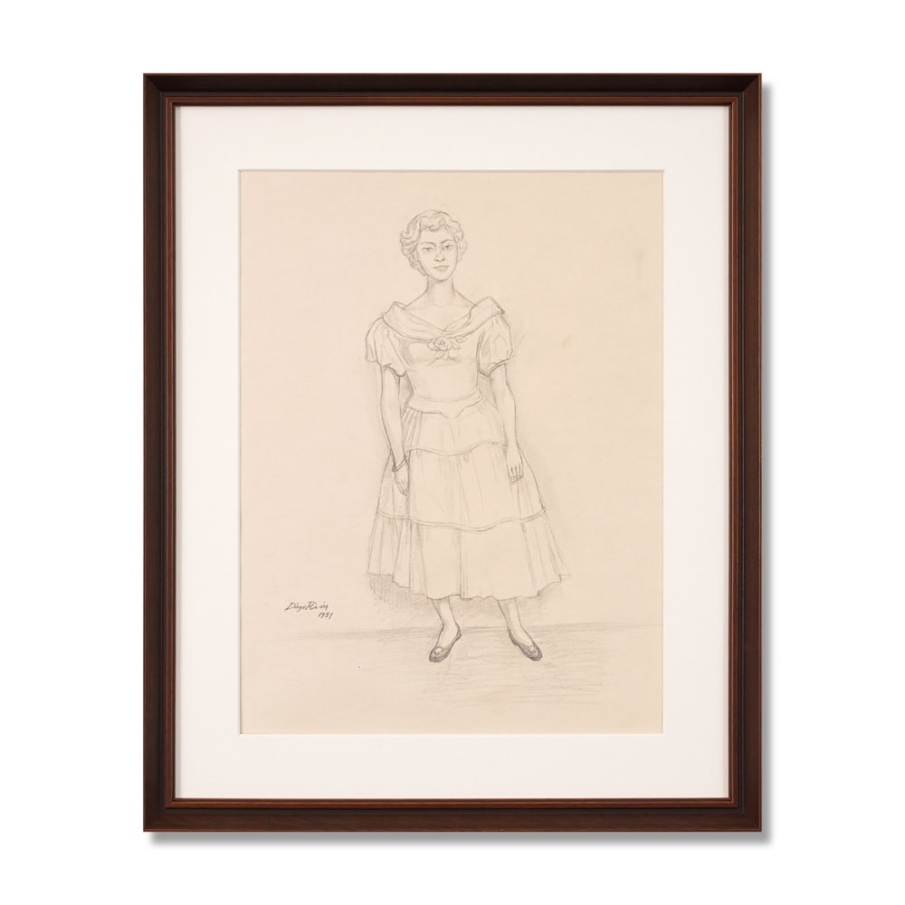 DIEGO RIVERA (1886-1957), PENCIL ON PAPER: Signed (lower left) Image Dimensions: 17 7/8 x 12 3/8 in (45.5 x 31.5 cm) Framed Dimensions: 21 1/4 x 17 3/8 in (54 x 44 cm) This painting comes with COA. Diego Rivera is widely regarded as one of