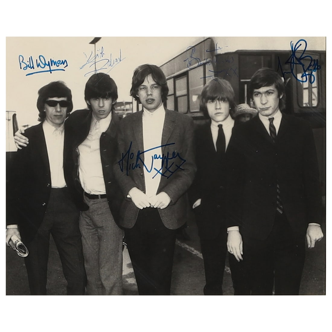 THE ROLLING STONES, FULLY SIGNED PHOTOGRAPH, CIRCA 1960S: Title THE ROLLING STONES, FULLY SIGNED PHOTOGRAPH, CIRCA 1960S MediumGelatin silver photograph, mounted on board Signature Signed on the front Dimensions Photograph 7 1/16 × 8 11/16 in. (18 × 22.1