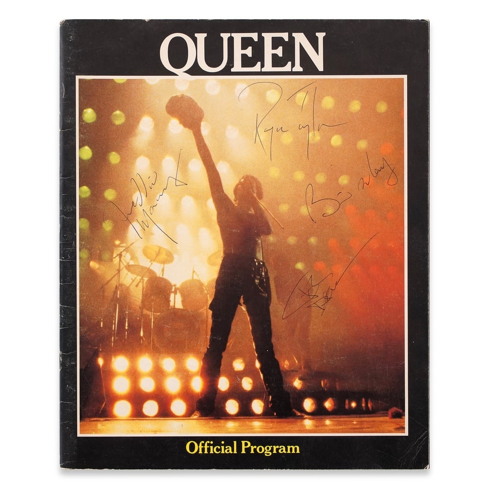 QUEEN SIGNED 1980 THE GAME TOUR PROGRAM: 12 x 9 1/4 in (30 x 24 cm) Provenance and Authentication: This collectible has undergone a rigorous forensic evaluation. The signatures were carefully analyzed across multiple criteria, including ink