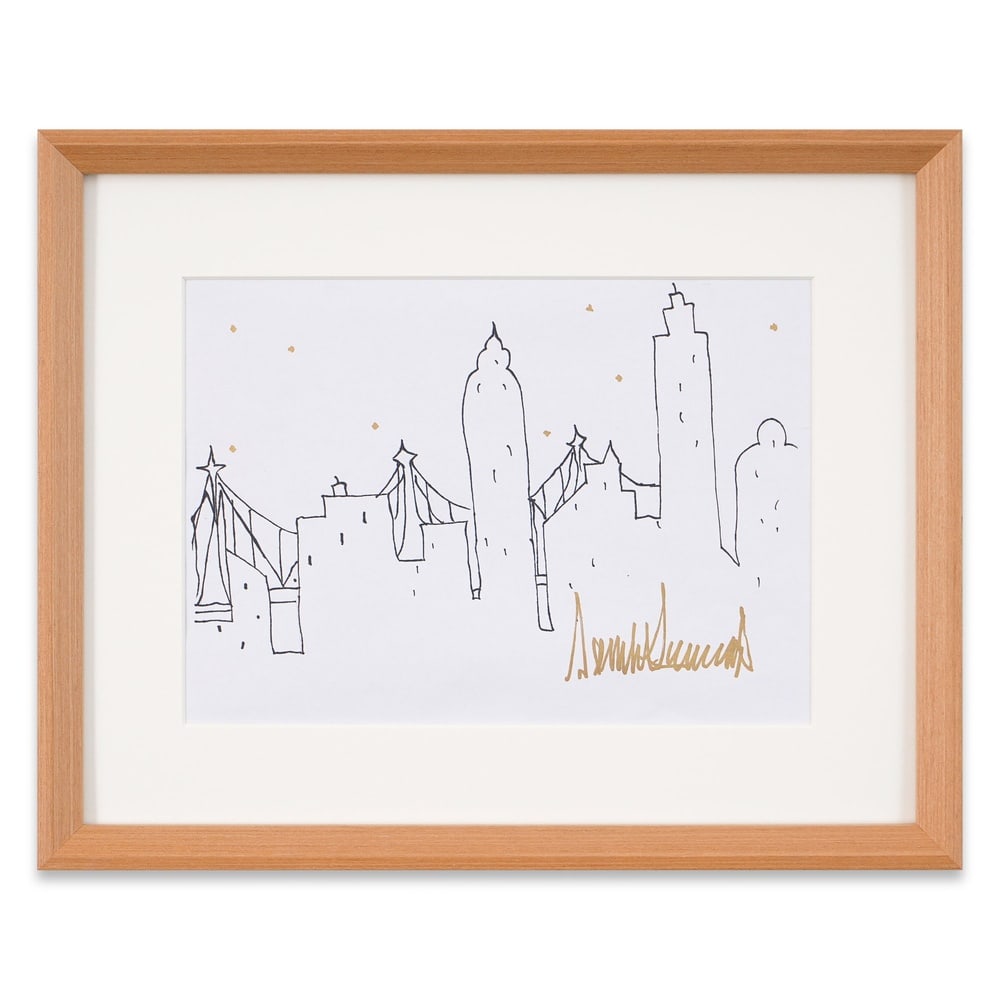 DONALD TRUMP SIGNED SKETCH: - Provenance and Authentication: This collectible has undergone a rigorous forensic evaluation. The signatures were carefully analyzed across multiple criteria, including ink deposition, material