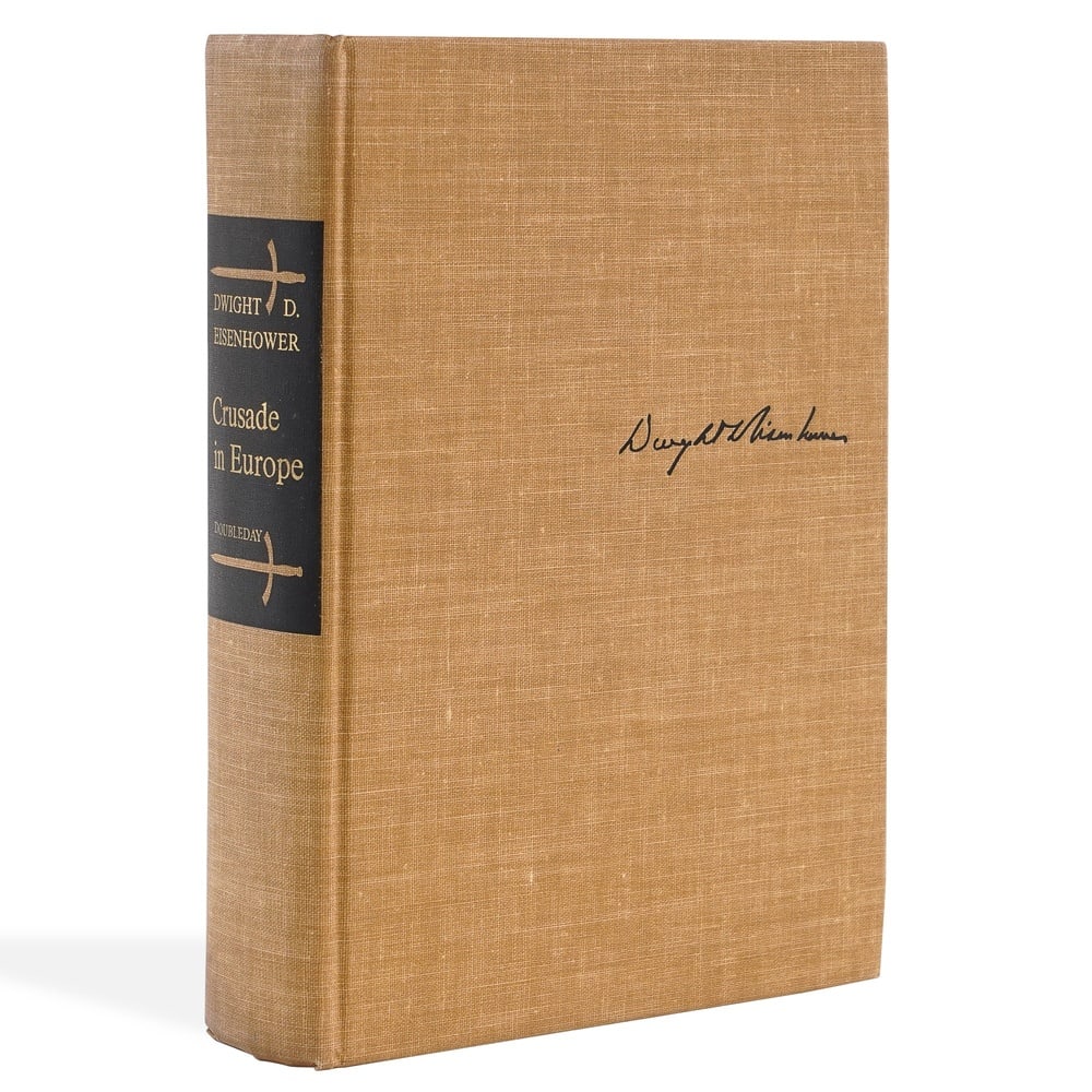 DWIGHT D. EISENHOWER SIGNED CRUSADE IN EUROPE BOOK: 8 7/8 x 6 1/8 in (22.5 x 15.5 cm) Provenance and Authentication: This collectible has undergone a rigorous forensic evaluation. The signatures were carefully analyzed across multiple criteria,