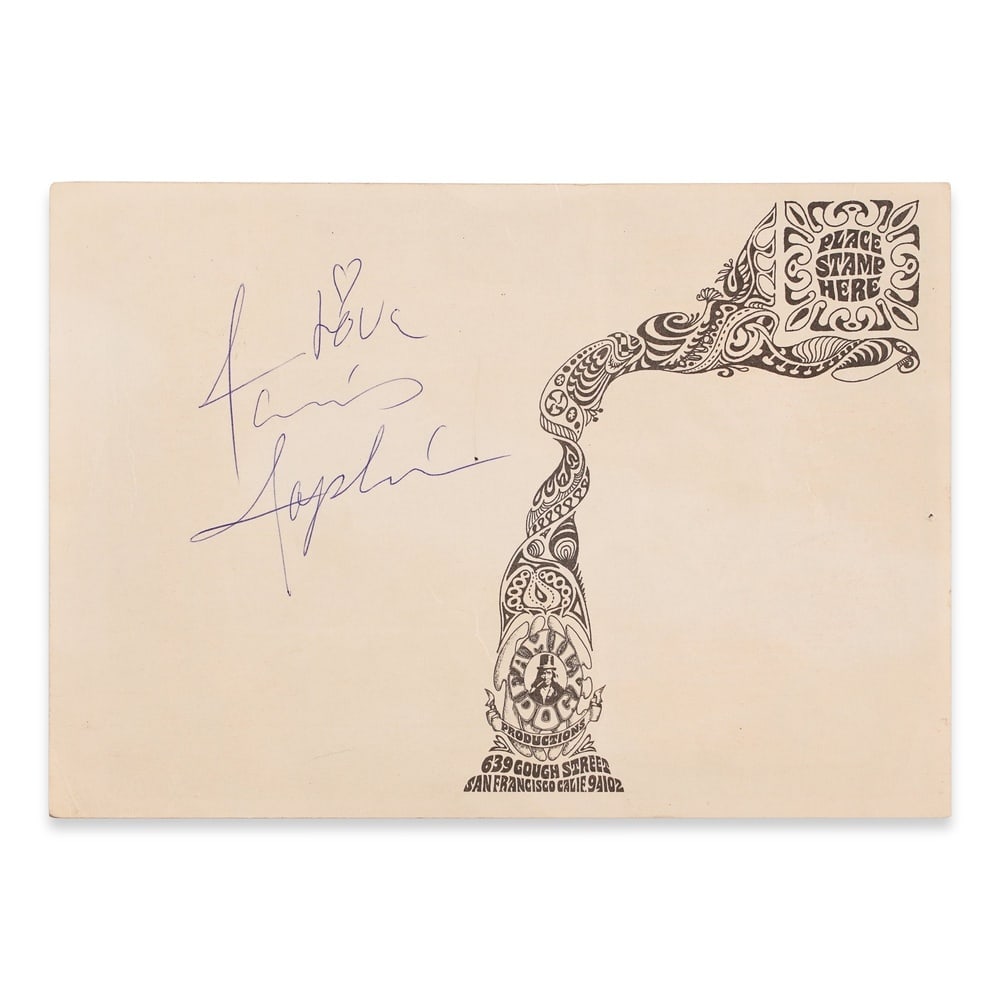 JANIS JOPLIN SIGNED POSTCARD - 2
