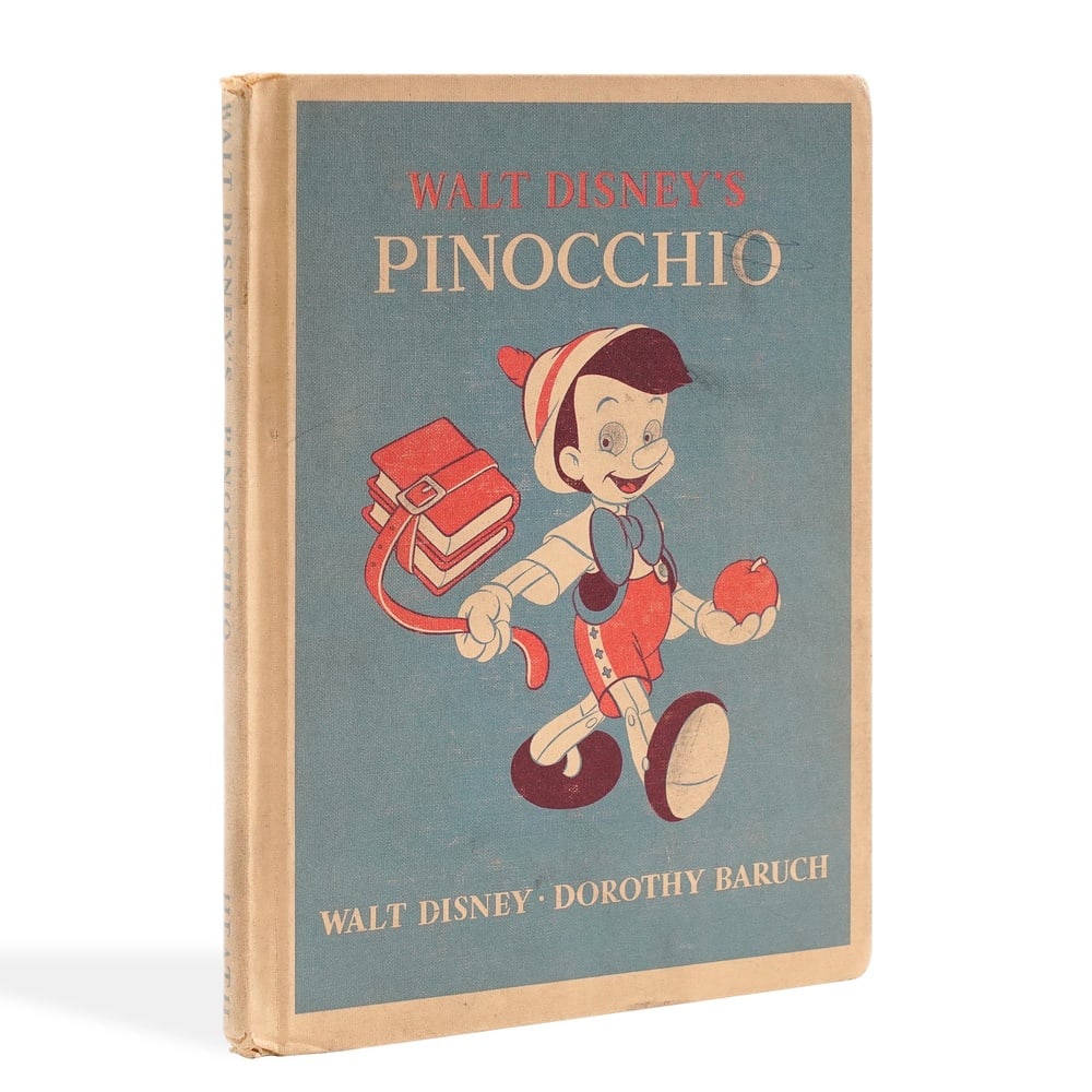WALT DISNEY SIGNED PINOCCHIO BOOK: 8 1/2 x 6 1/4 in (21.5 x 16 cm) Provenance and Authentication: This collectible has undergone a rigorous forensic evaluation. The signatures were carefully analyzed across multiple criteria,