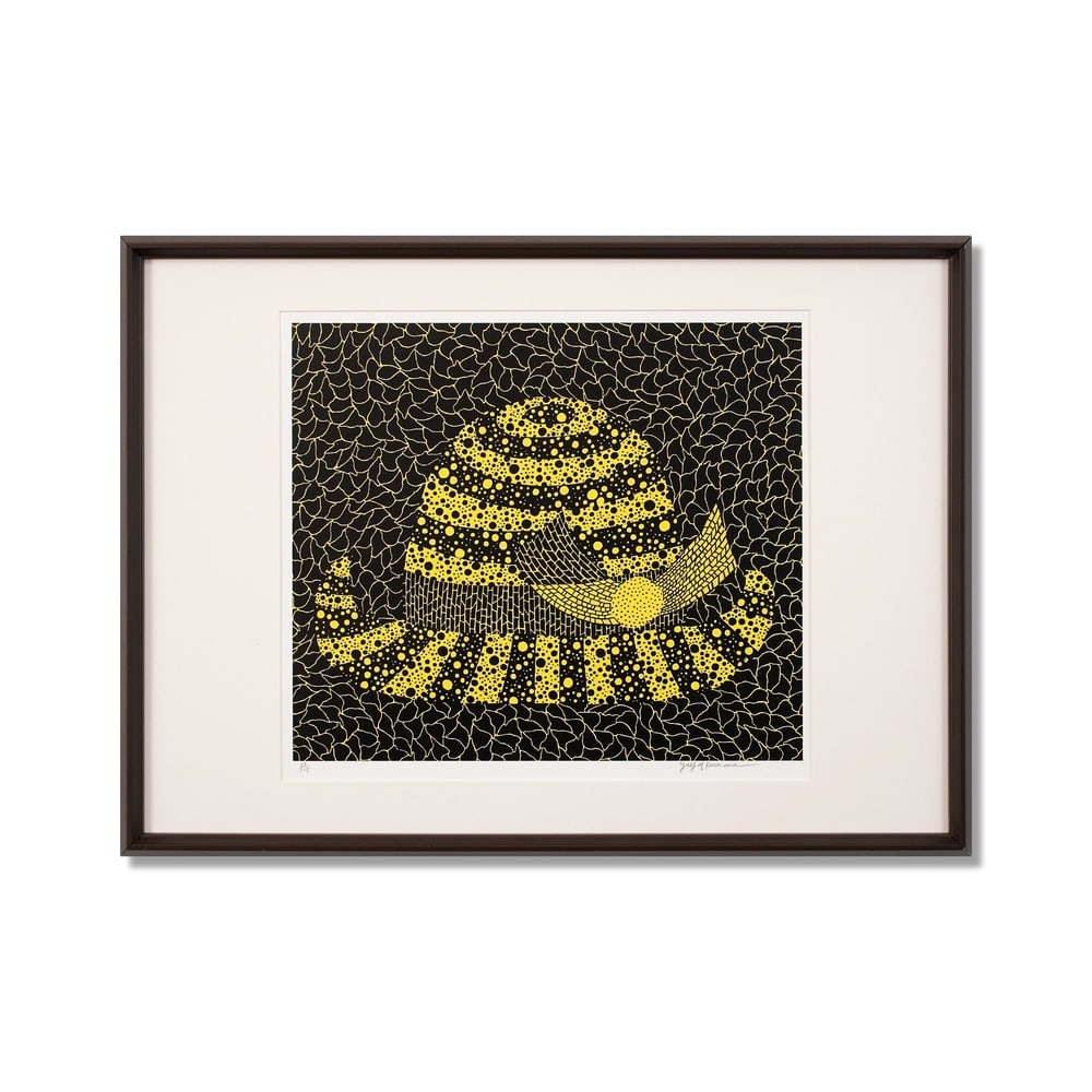 YAYOI KUSAMA (B.1929), SILKSCREEN PRINT: Signed (lower right) Image Dimensions: 21 1/4 x 18 7/8 in (54 x 48 cm) Framed Dimensions: 34 5/8 x 25 1/4 in (88 x 64 cm) Yayoi Kusama (b. 1929) stands as one of the most iconic and influential