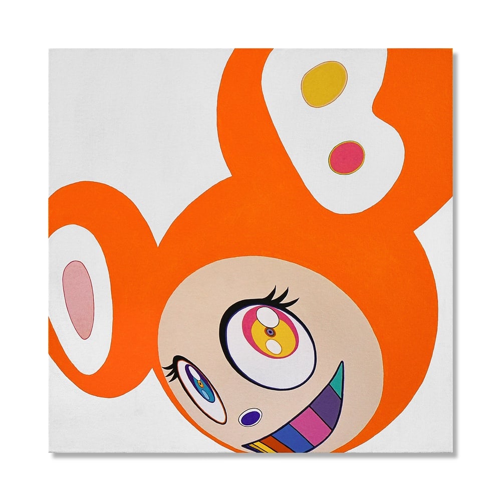 TAKASHI MURAKAMI (B.1962), ACRYLIC ON CANVAS MOUNTED ON WOOD PANEL: Signed (verso) Image Dimensions: 23 5/8 x 23 5/8 in (60 x 60 cm) This painting comes with COA. Takashi Murakami is one of the most influential figures in contemporary Japanese art, internationally