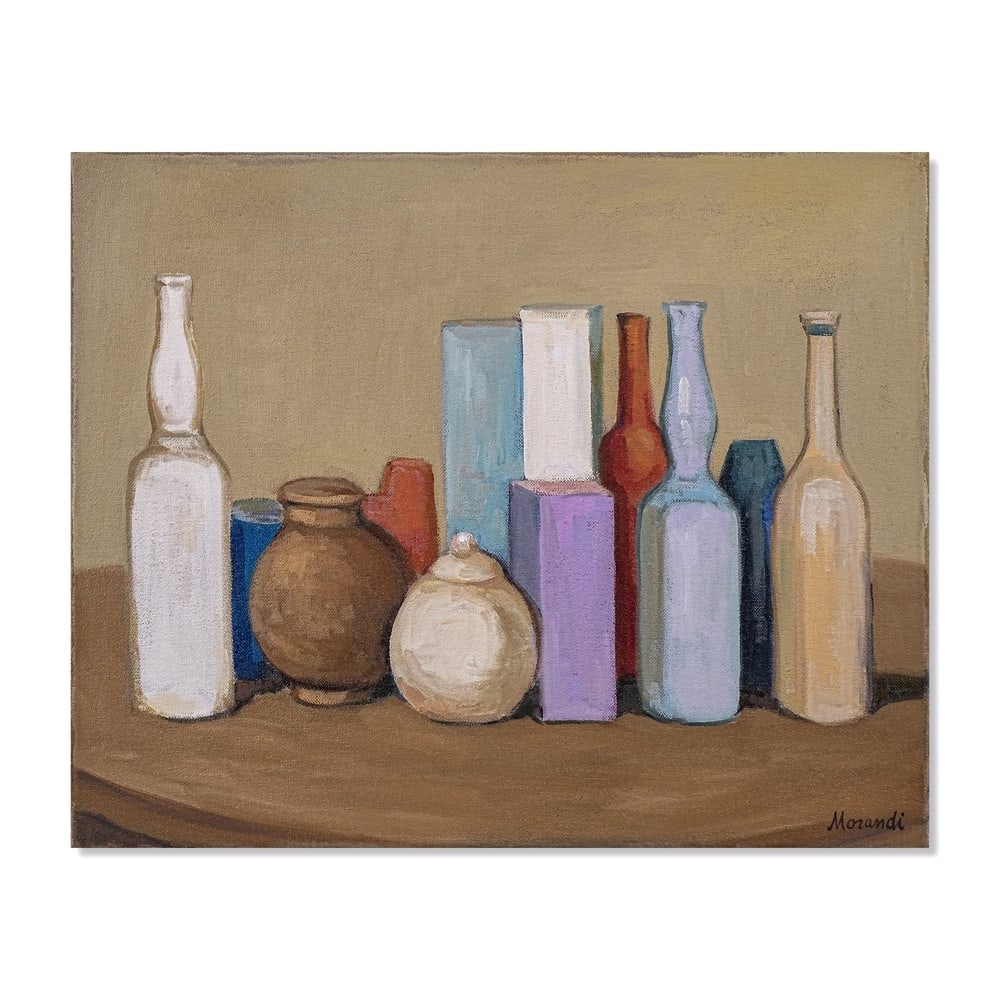 GIORGIO MORANDI (1890-1964), OIL ON CANVAS: Signed (lower right) Image Dimensions: 18 1/2 x 22 3/4 in (47 x 58 cm) This painting comes with COA. Giorgio Morandi stands as one of the most contemplative and structurally refined painters of