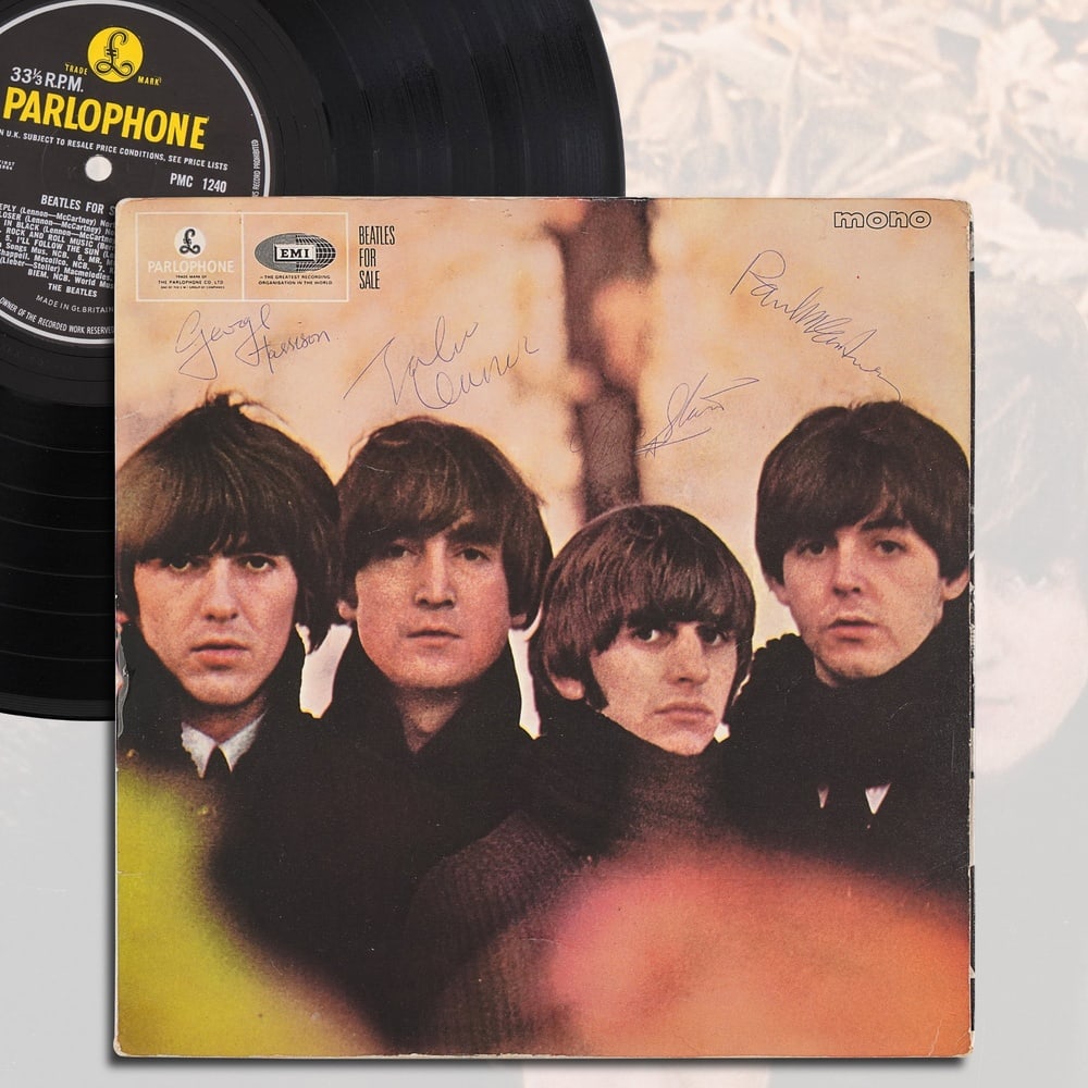 THE BEATLES FULLY SIGNED "BEATLES FOR SALE" LP: 12 1/4 x 12 1/4 in Provenance and Authentication: This collectible has undergone a rigorous forensic evaluation. The signatures were carefully analyzed across multiple criteria, including ink depositi