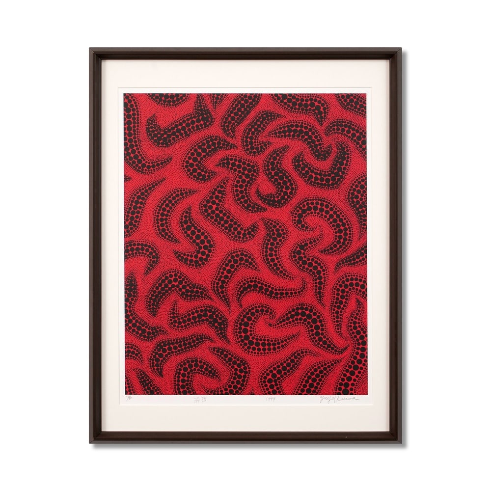 YAYOI KUSAMA (B.1929), SILKSCREEN PRINT: Signed (lower right) Image Dimensions: 24 3/8 x 19 1/4 in (62 x 49 cm) Framed Dimensions: 30 3/4 x 24 in (78 x 61 cm) Yayoi Kusama (b. 1929) stands as one of the most iconic and influential female
