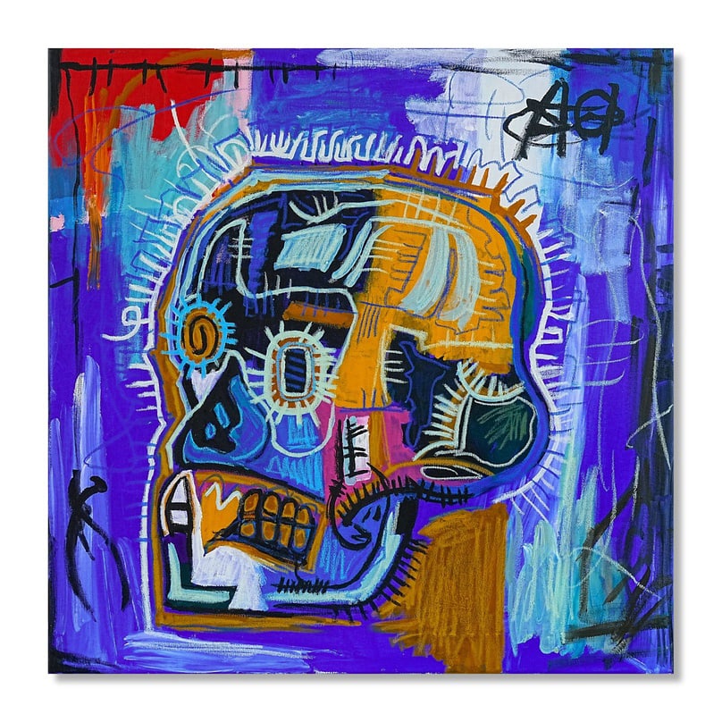 JEAN-MICHEL BASQUIAT (1960-1988), ACRYLIC AND OILSTICK ON CANVAS: Signed (verso) Image Dimensions: 35 x 35 in (89 x 89 cm) This painting comes with COA. Jean-Michel Basquiat stands among the most consequential painters of the late twentieth century, an artist