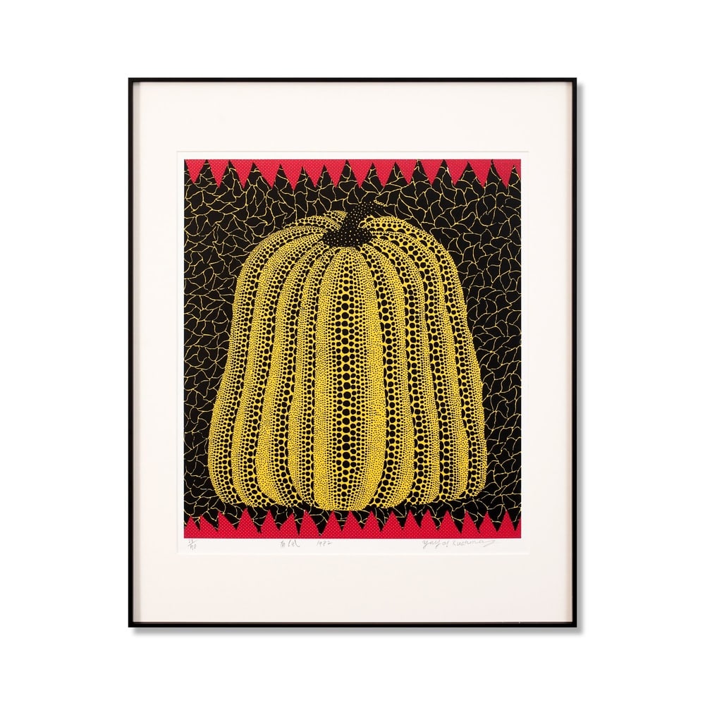 YAYOI KUSAMA (B.1929), SILKSCREEN PRINT: Signed (lower right) Image Dimensions: 21 5/8 x 18 1/2 in (55 x 47 cm) Framed Dimensions: 29 3/4 x 23 7/8 in (75.5 x 60.5 cm) Yayoi Kusama (b. 1929) stands as one of the most iconic and influential