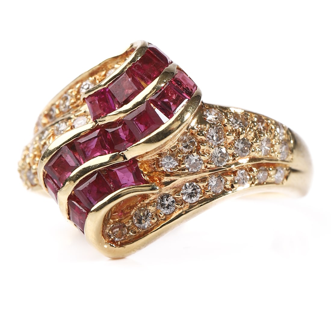 RETRO 18K GOLD RUBY AND DIAMOND RING - 3