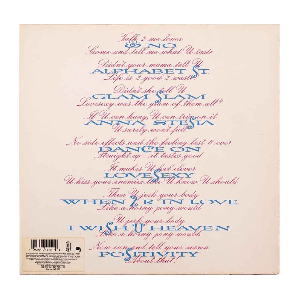 PRINCE SIGNED "LOVESEXY" LP - 2