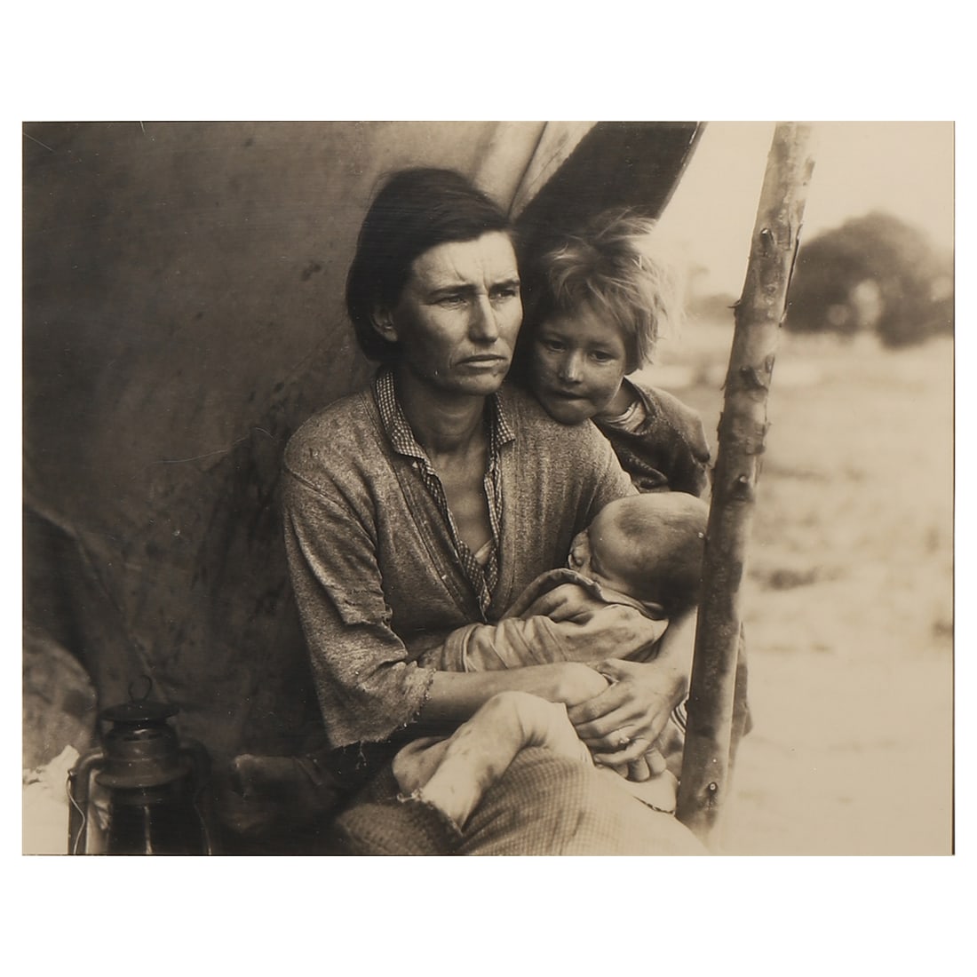 DOROTHEA LANGE (1895–1965)DESTITUTE PEA PICKERS, CALIFORNIA: Description Artist DOROTHEA LANGE (1895–1965) Title DESTITUTE PEA PICKERS, CALIFORNIA Medium Silver gelatin photograph, mounted on board Signature Pencil-signed on the front, lower right Dimensions