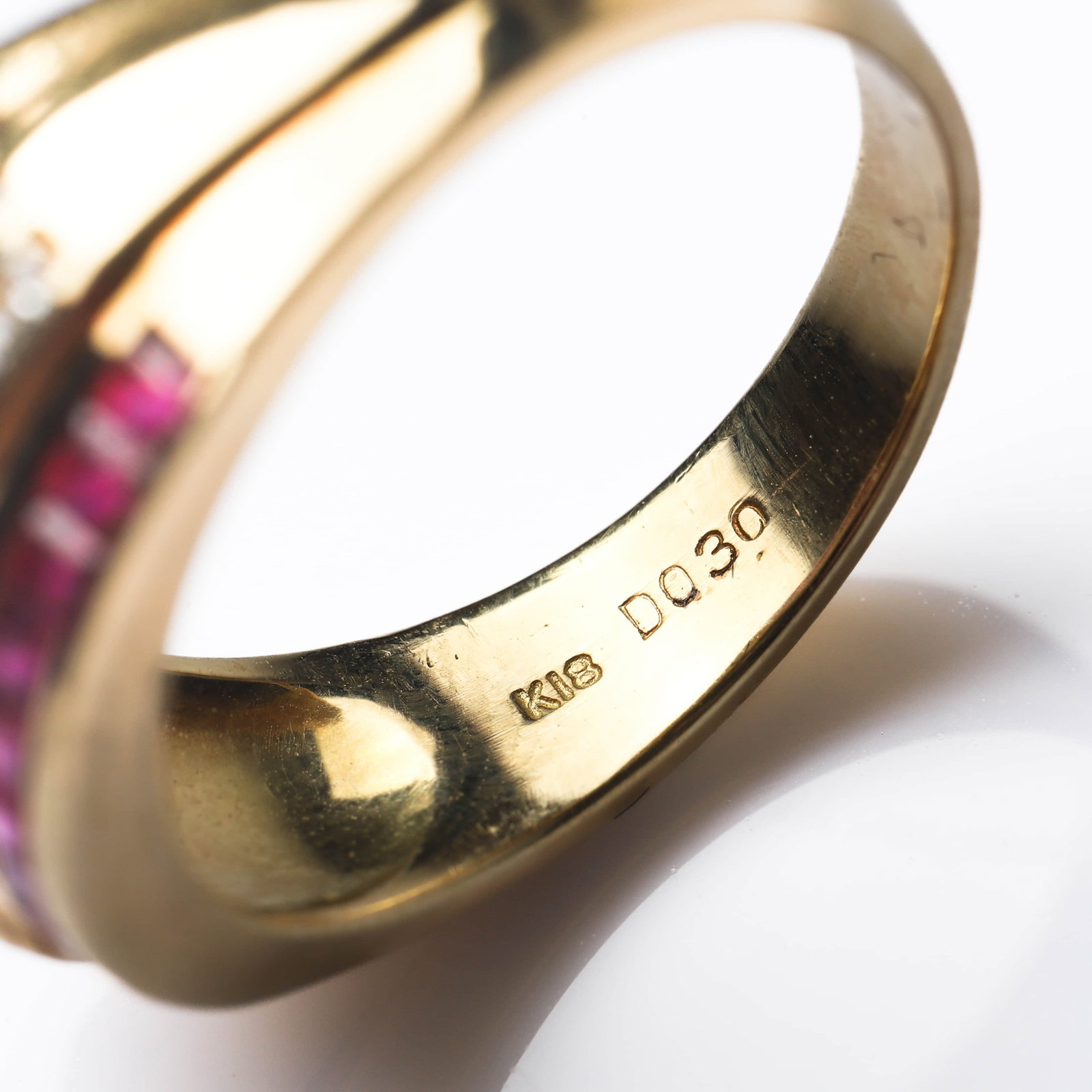 18K GOLD RUBY AND DIAMOND BAND RING - 5