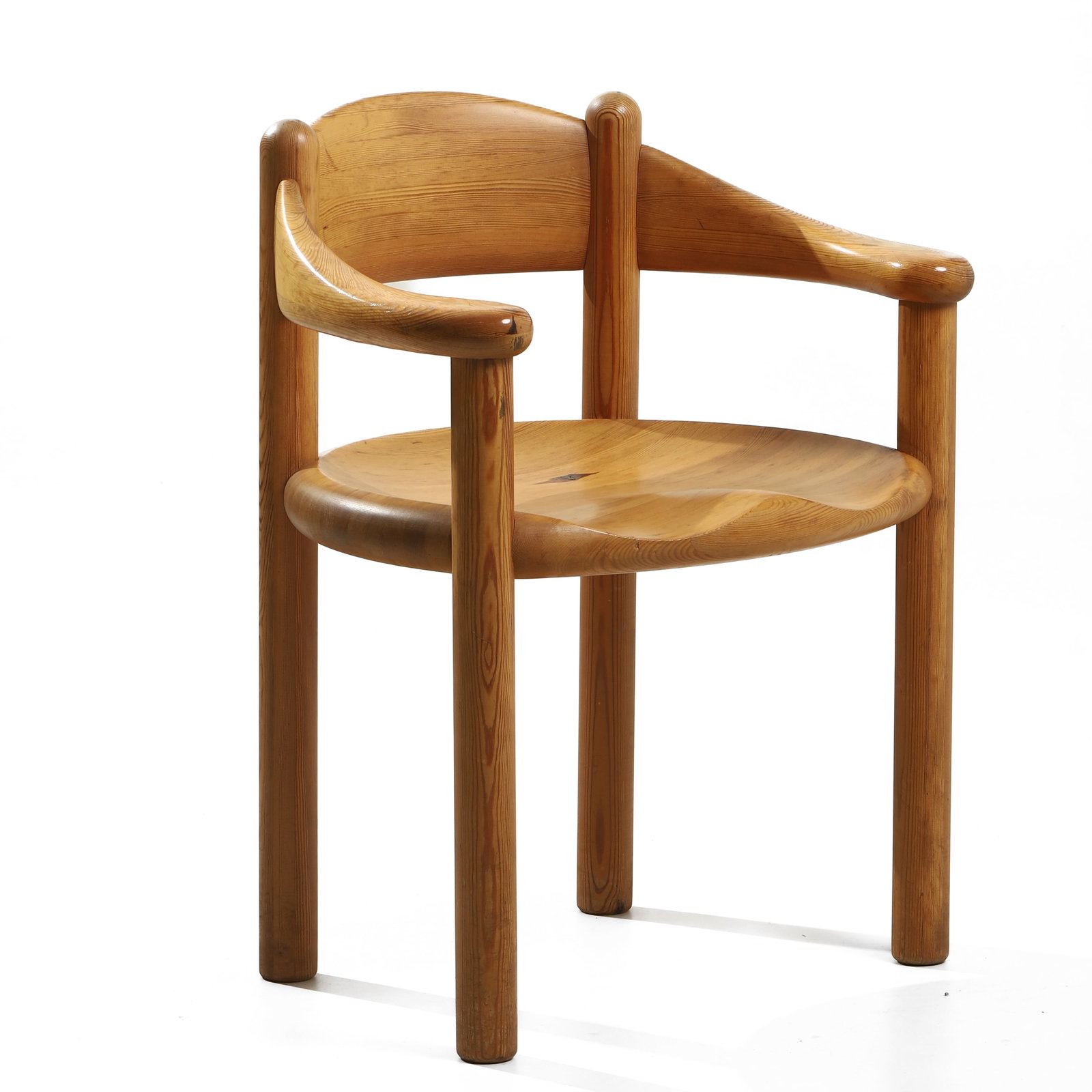 RAINER DAUMILLER ARMCHAIR: Dimensions 18 3/4 × 21 5/8 × 29 1/8 in (47.5 × 55 × 74 cm) Description A Danish armchair designed by Rainer Daumiller in the 1960s, crafted in solid pine with the designer’s characteristic