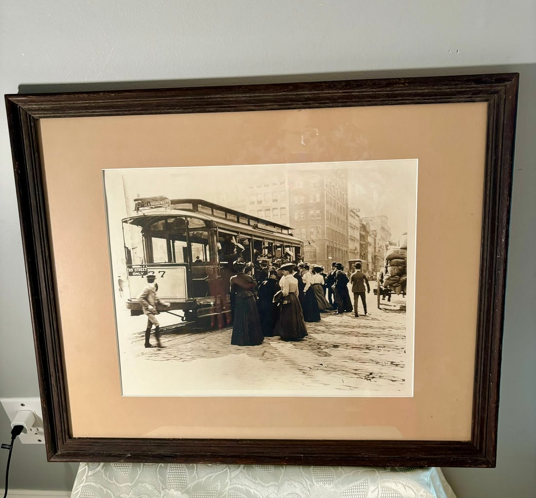 Framed Vintage NYC Trolly B/W Photograph (1 of 2)