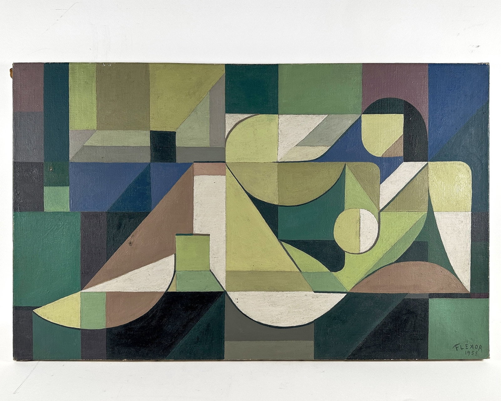 Samson FLEXOR (Basarabian/Brazilian, 1907-1971) painting 1955: Samson FLEXOR (Russian Empire 1907 - Sao Paulo, Brazil 1971) Abstract nude (1955). Oil on canvas. Dimensions 15 x 24 inches (38,5 x 61 cm). Signed and dated lower right.