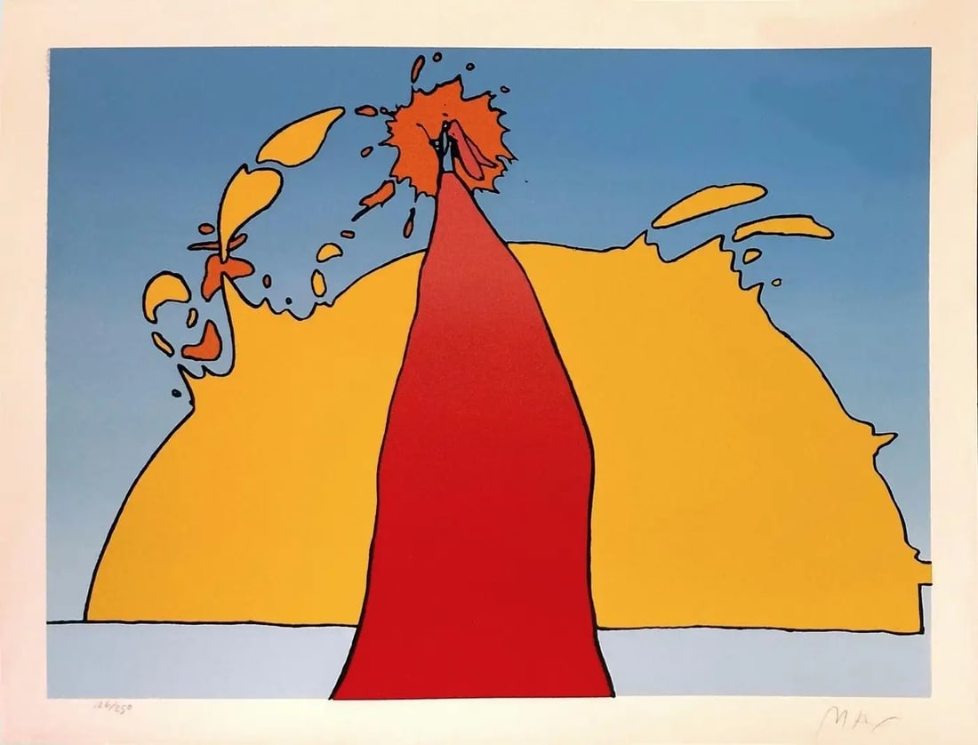 Peter Max HIS OWN ECLIPSE HAND SIGNED & NUMBERED 1978: Hand signed and numbered. Blind stamped in lower left corner. Published by AMX Art Ltd., NY and printed by Peter Baum, NY. Edition of 250. Creator: Peter Max (1937, American, German) Creation Year: 19