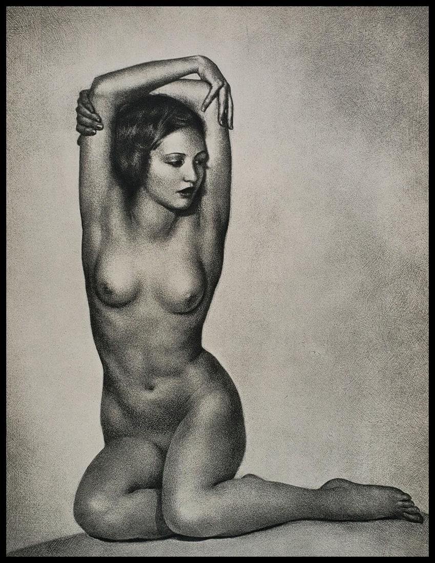 WILLIAM MORTENSEN, "Nude Study" 1933, 1st Edition: Photographer: William Mortensen (American, 1897 - 1965) - known for pictorial and experimental imagery. Title: "WILLIAM MORTENSEN, "Nude Study" " Subject: Surreal - demon, occult, horror, fantasy. Typ