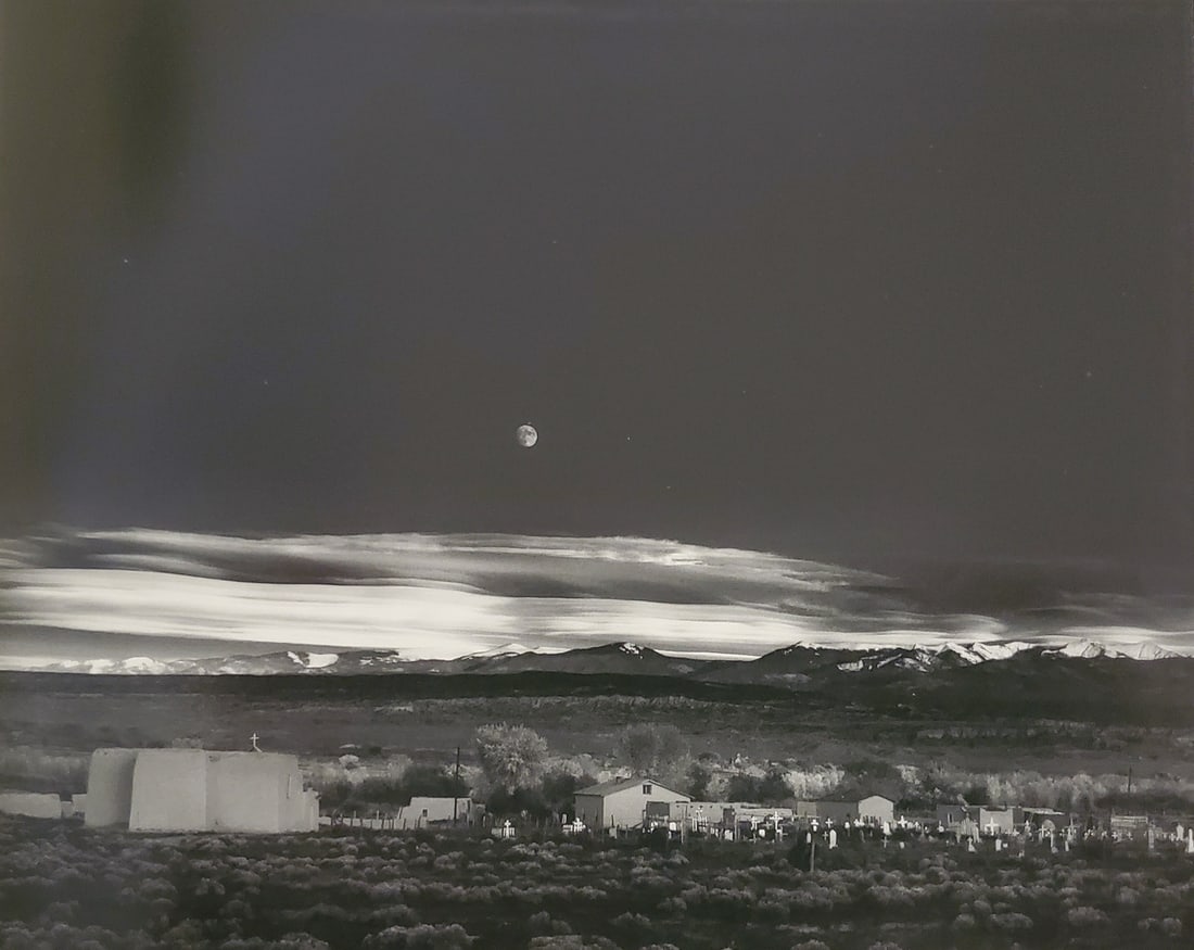 Ansel Adams, Moonrise, Hernandez, New Mexico, 1941: Photographer: Ansel Adams (American, 1902 - 1984) - Internationally renowned American photographer. One of the most influential artists in photographic history. Title: Moonrise, Hernandez, New Mexico 