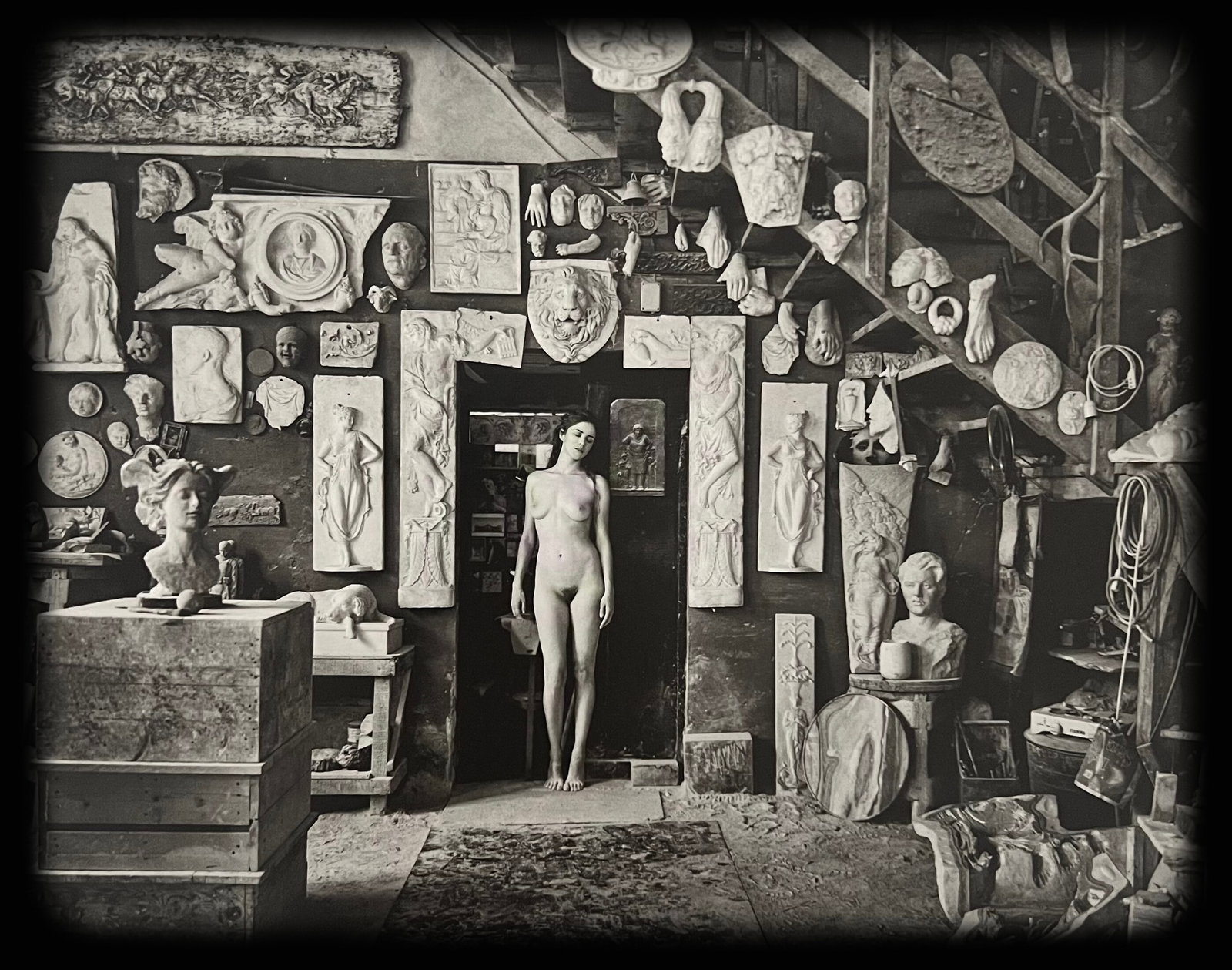 Marc Lagrange, Atlier Pietrasanta 01, 2000's: Photographer: Marc Lagrange was a Belgian photographer known for his nude portraits of female figures. Lagrange created dream-like and fantastical narrative pictures populated by beautiful nudes that 
