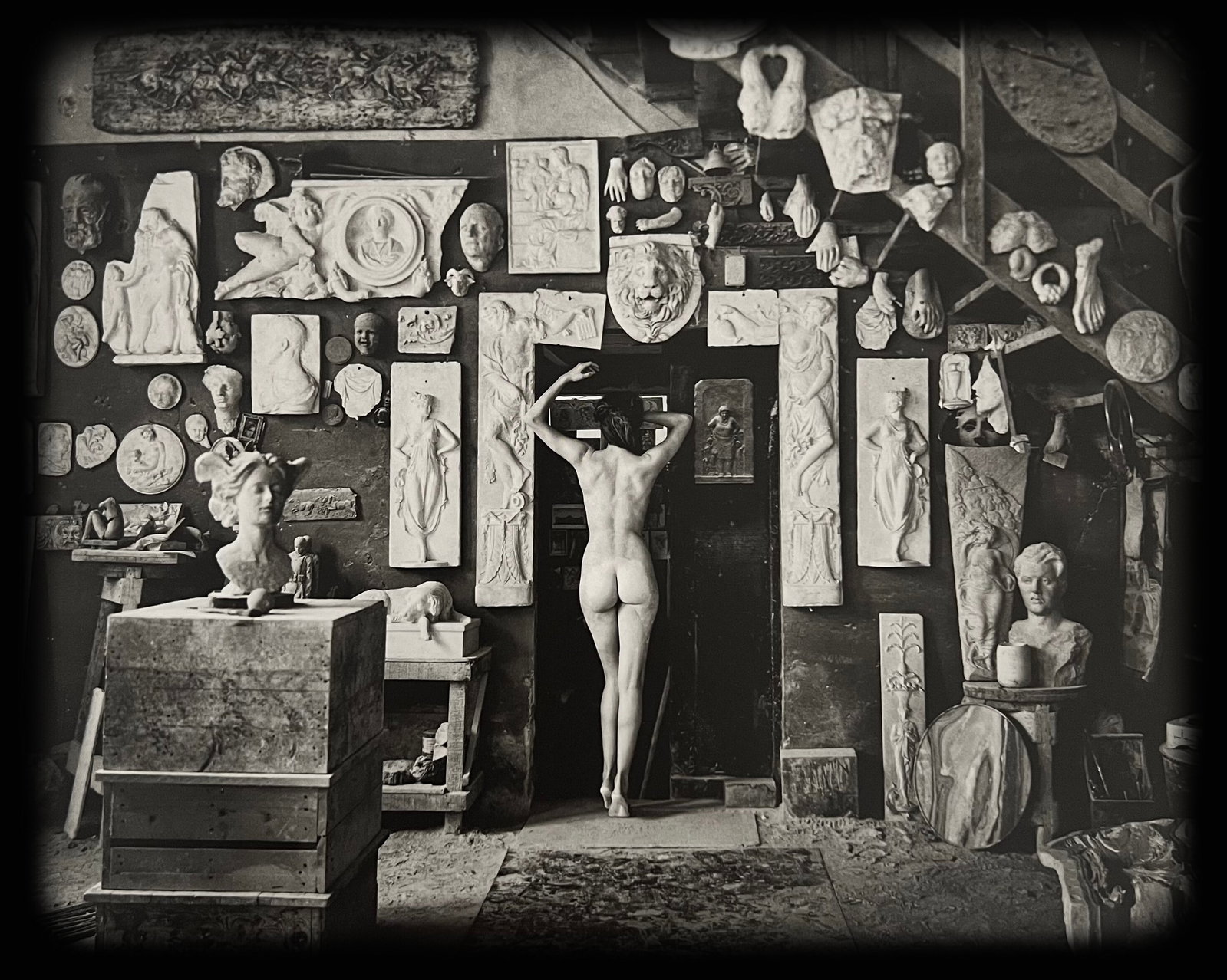 Marc Lagrange, Atlier Pietrasanta 02, 2000's: Photographer: Marc Lagrange was a Belgian photographer known for his nude portraits of female figures. Lagrange created dream-like and fantastical narrative pictures populated by beautiful nudes that 