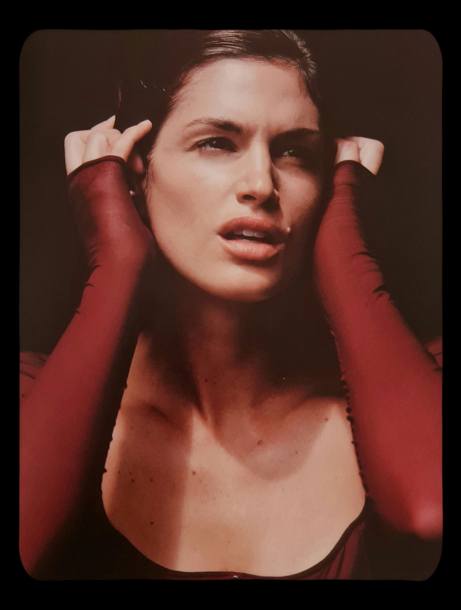 Michel Compte, Cindy Crawford at a fashion shoot in Los Angeles, 1997: Photographer: Michel Comte (born 19 February 1954) is a Swiss artist, filmmaker, fashion and portrait photographer. Subject/Title: Frida Kahlo Date Of Negative: 1997 Type Of Print: Sheet Fed Photograv