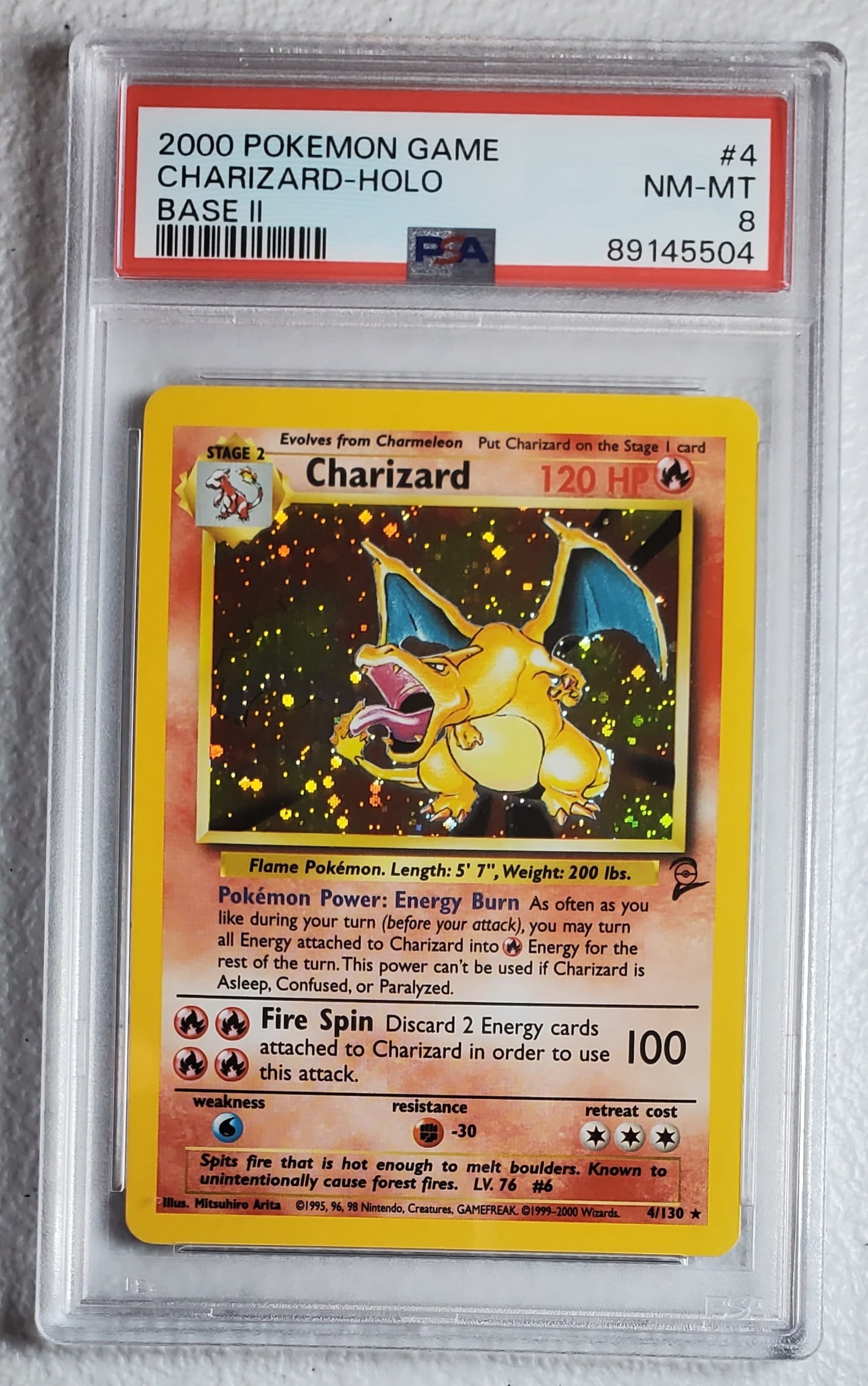 Charizard Holo Base 2, 2000 Pokemon, PSA 8 (1 of 2)