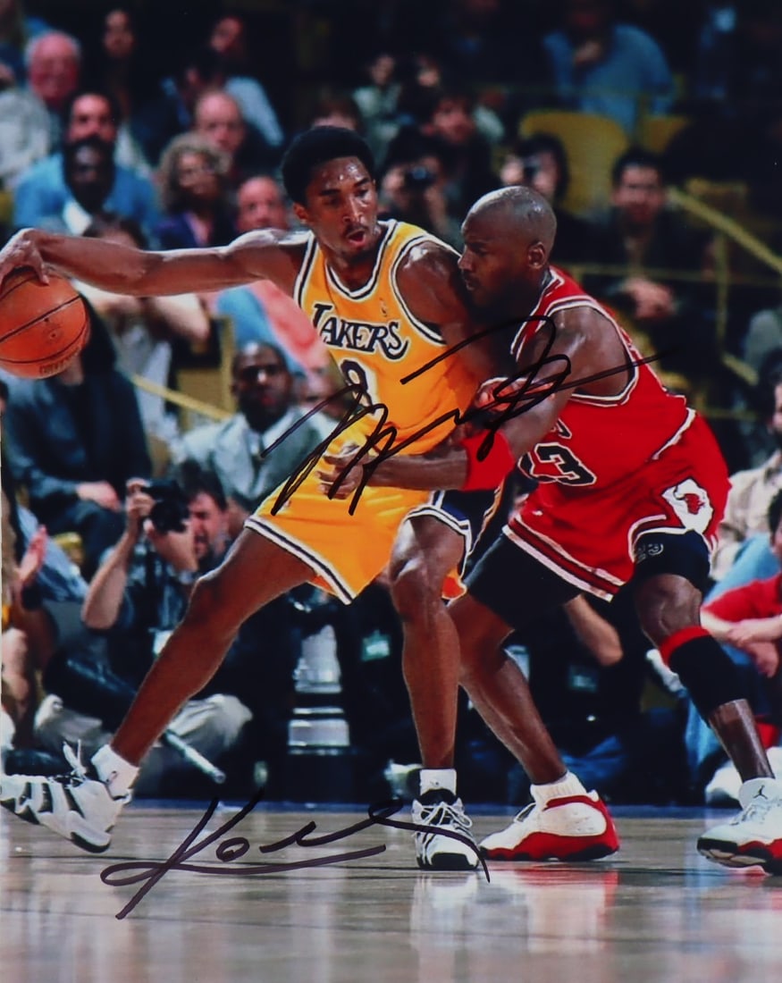 Michael Jordan & Kobe Bryant, Lakers V.S Bulls, Hand-Signed Authenticated Picture, 8"x10" (1 of 3)