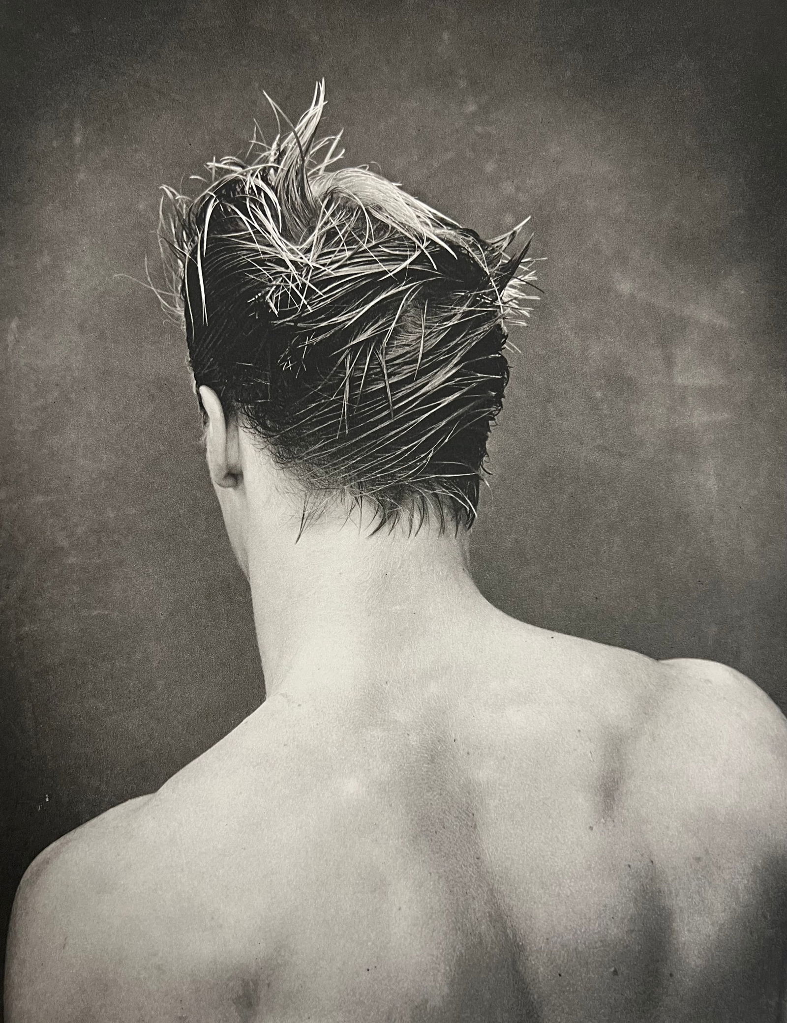 Bruce Weber, Spiked hair from behind: Photographer: Bruce Weber (American, b. 1946) - internationally renowned American fashion photographer best known for his racy, erotically charged imagery. Weber has shot the ad campaigns of Calvin Kl