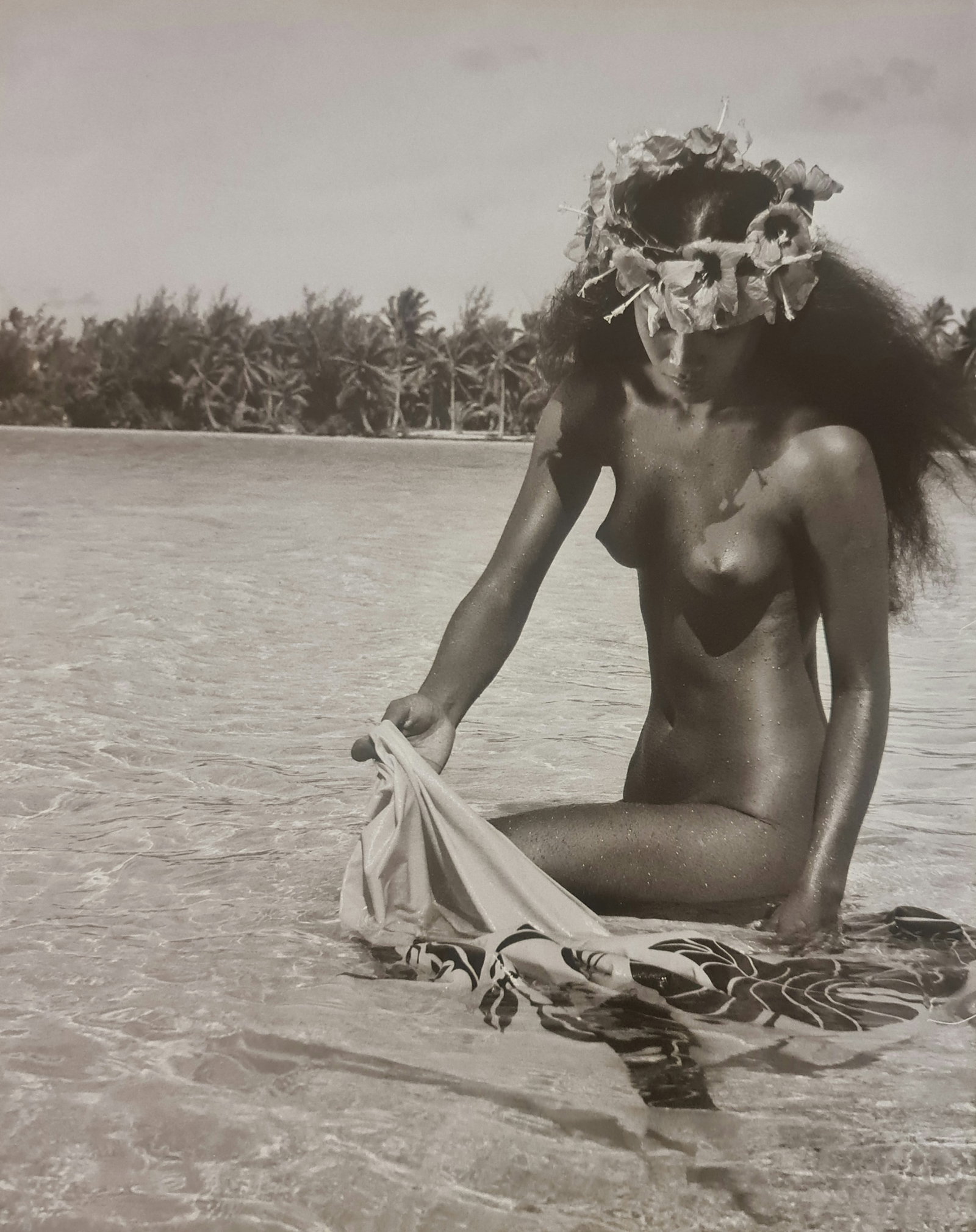 Adolphe Sylvain, Tahitian Woman Disrobes In The Ocean, 1946: Photographer: Adolphe Sylvain (1920-1991), was a French-Tahitian photographer, best known for his black-and-white photographs of Tahiti and Tahitian models. Subject/Title: Tahiti Date Of Negative: 194