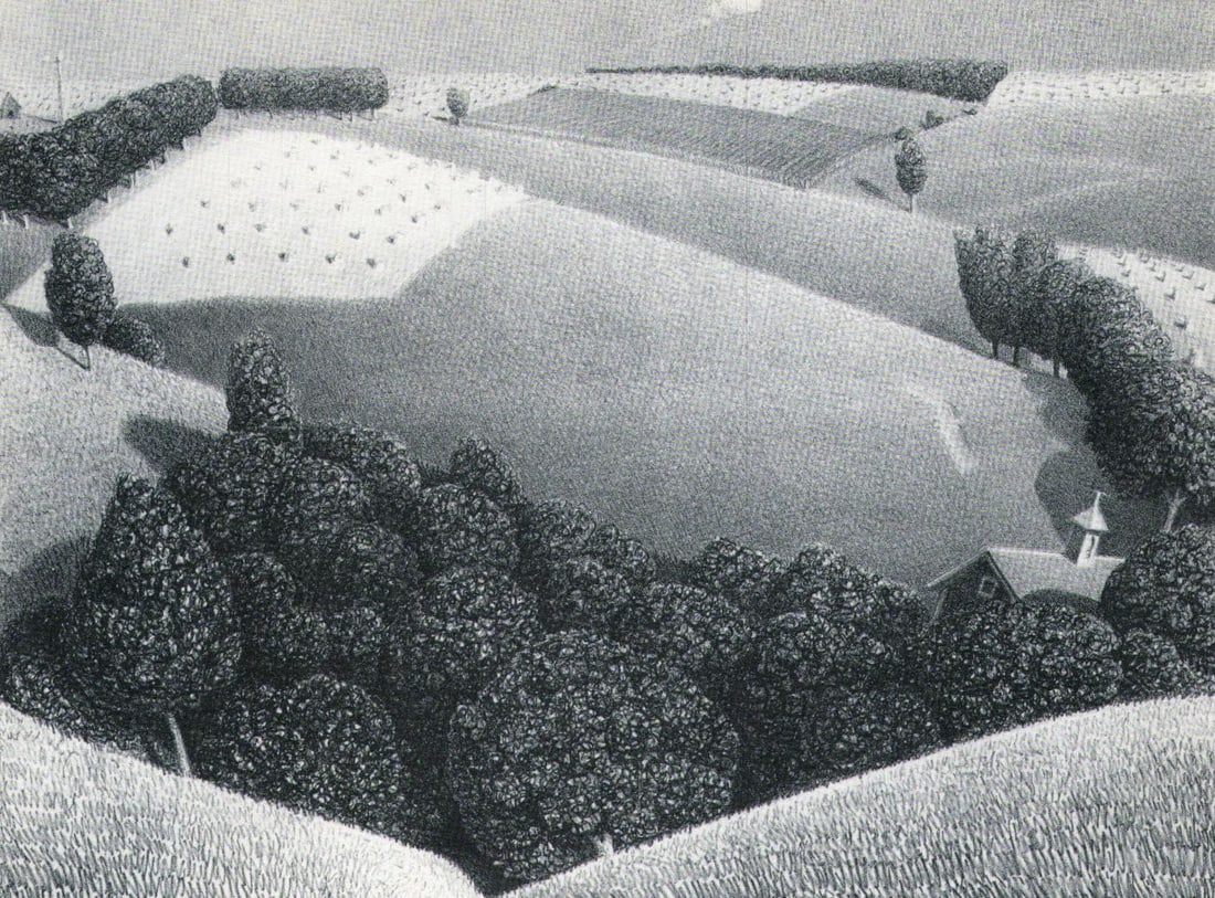 Grant Wood, July Fifteenth, 1938: Artist: Grant Wood Title: July Fifteenth Date Of Negative: 1938 Type Of Print: Vintage Photogravure/Lithograph, Printed from the original plate Date Of Print: 1939 (82 years old print) Paper: Medium w