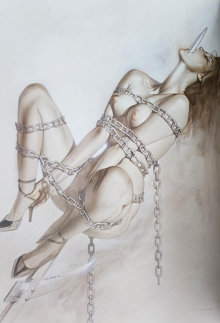 Hajime Sorayama 'Untitled' 2002 Offset Lithograph, Matted: Hajime Sorayama Untitled Medium: Offsetlithograph Image Size: 12 X 8.5 Matted Size: 16 X 14 Print Date: 2002 In excellent condition A certificate of Authenticity is included