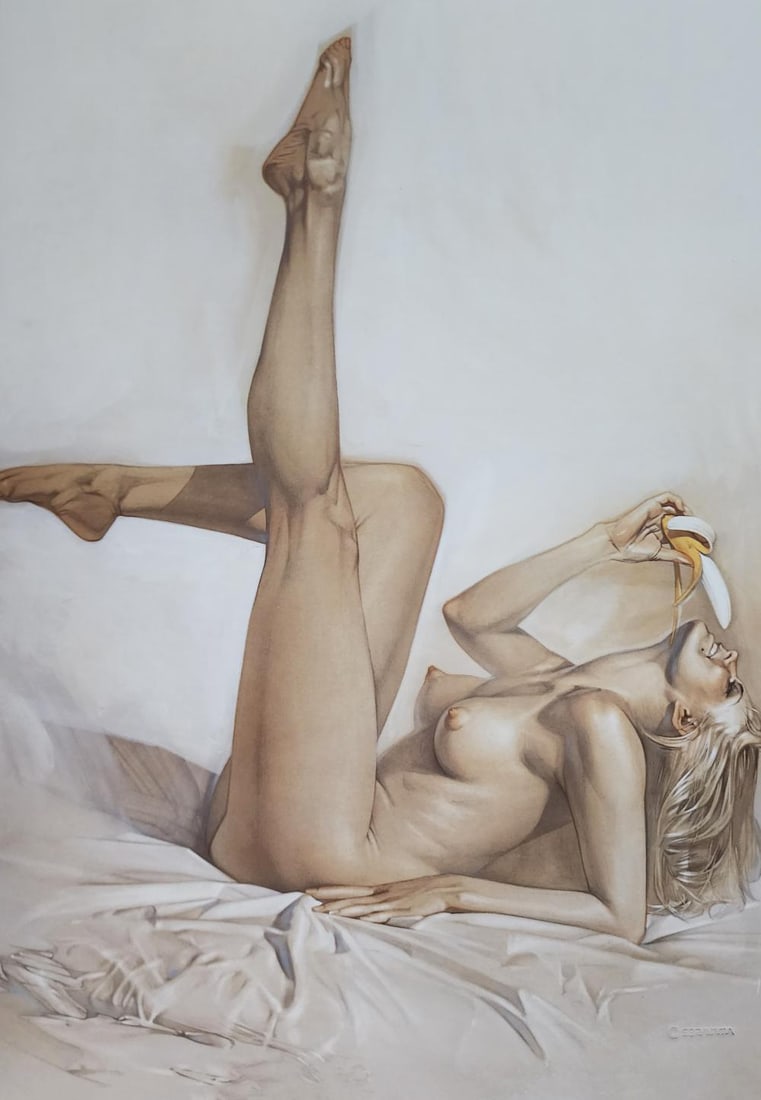 Hajime Sorayama 'Untitled' 2002 Offset Lithograph, Matted: Hajime Sorayama Untitled Medium: Offsetlithograph Image Size: 12 X 8.5 Matted Size: 16 X 14 Print Date: 2002 In excellent condition A certificate of Authenticity is included