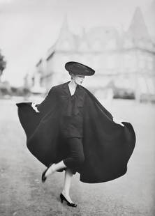Richard Avedon, Dovima, Cape by Lanvin-Castillo, Place Francois-Premier, Paris, 1955: Photographer: Richard Avedon (American, 1923 - 2004) - internationally renowned portrait and fashion photographer, one of the most important and influential photographers during the last half of the t