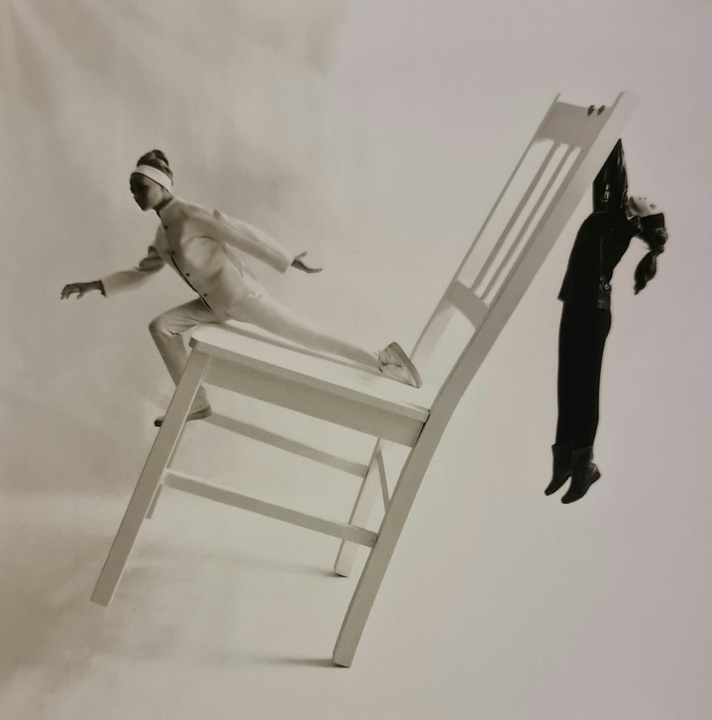 Melvin Sokolski, Hang, Big, Chair, Bazaar, 1963: Photographer: Melvin Sokolsky, (October 9, 1933 – August 29, 2022) was an American photographer and film director. His fantastical and occasionally surreal work brought an experimental energy to Har