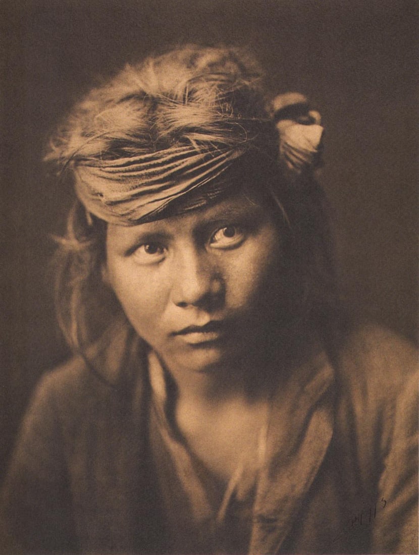 Edward S. Curtis, PLATE 99 A Son of the Desert Navaho, CA, 1904: Photographer: Edward S. Curtis (American, 1868 - 1952) - renowned photographer of the American West and the Native American Indian. Title: FIG. 45 Curtis Studio, (Edward S. Curtis and His Daughter Bet