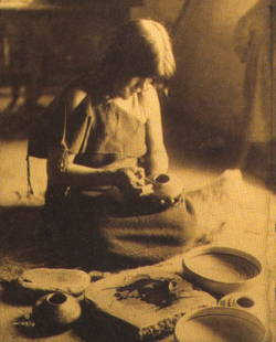 Edward S. Curtis, FIG. 14, The Potter (Nampeyo) Hopi, CA , 1906: Photographer: Edward S. Curtis (American, 1868 - 1952) - renowned photographer of the American West and the Native American Indian. Title: FIG. 45 Curtis Studio, (Edward S. Curtis and His Daughter Bet