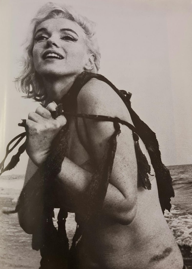 Marilyn Monroe with seaweed on the beach: Photographer: George Barris Subject/Title: Marilyn Monroe with seaweed on the beach Date Of Negative: Undated Type Of Print: Authentic Vintage Sheet Fed Photogravure/Heliogravure Date Of Print: 2000 P