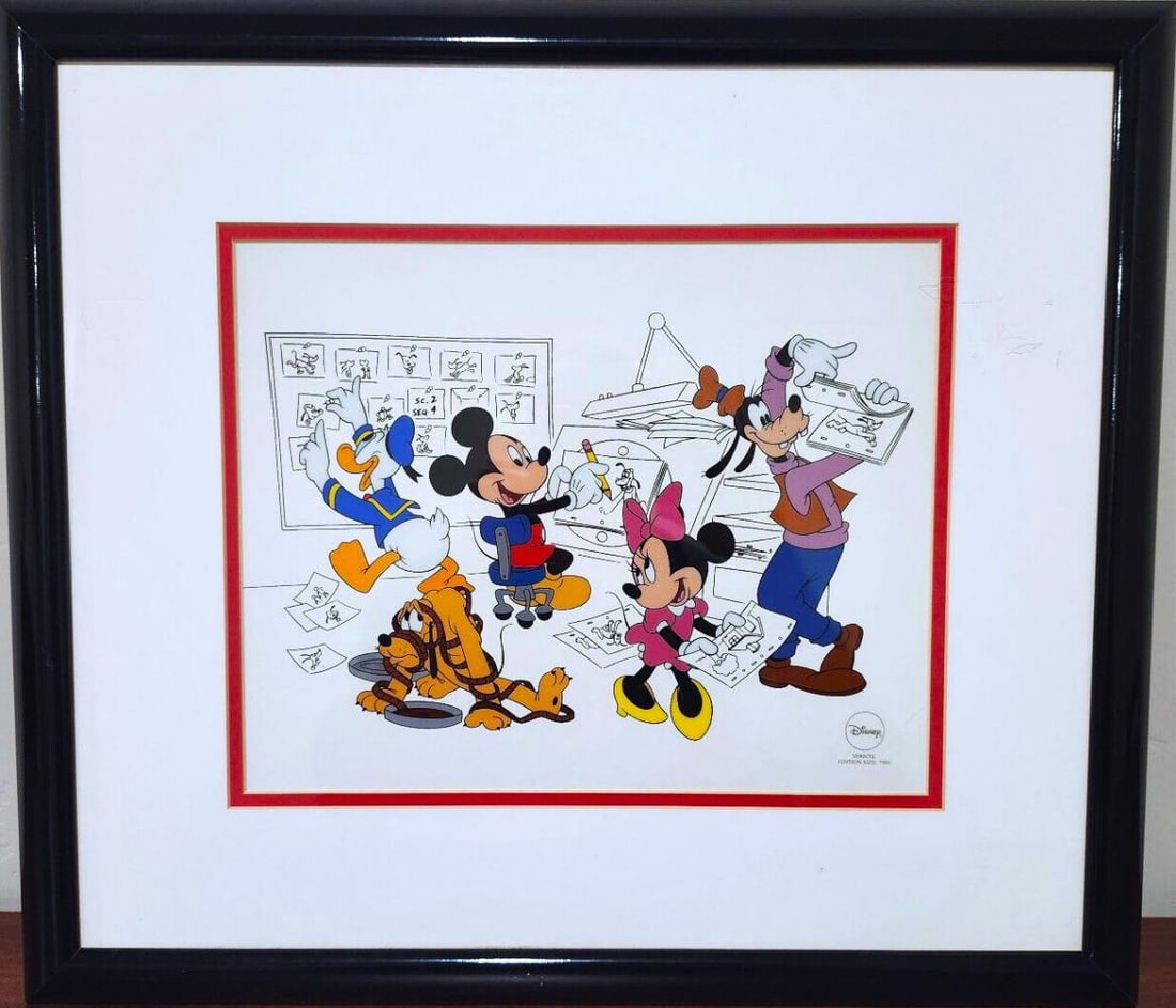 Walt Disney "At The Studio With The Fabulous Five" Limited Sericel W/Certificate: Subject: The Fabulous Five Type: Sericel Size: 14" x 11" Country of Origin: USA Condition: Excellent Buyers Premium- Frame comes as is