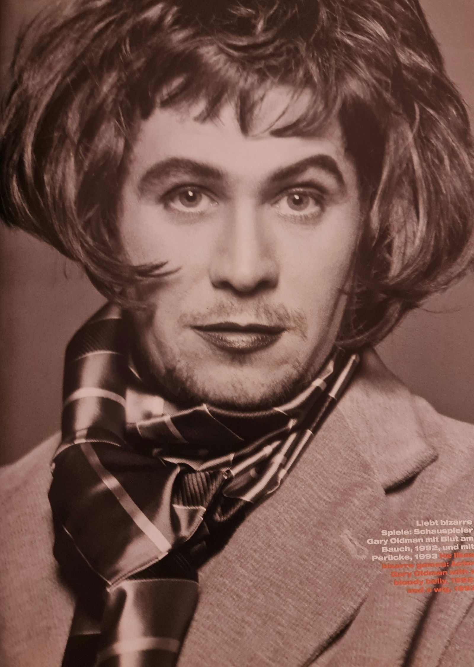 Michel Compte, Gary Oldman with a wig, 1993: Photographer: Michel Comte (born 19 February 1954) is a Swiss artist, filmmaker, fashion and portrait photographer. Subject/Title: Frida Kahlo Date Of Negative: 1993 Type Of Print: Sheet Fed Photograv