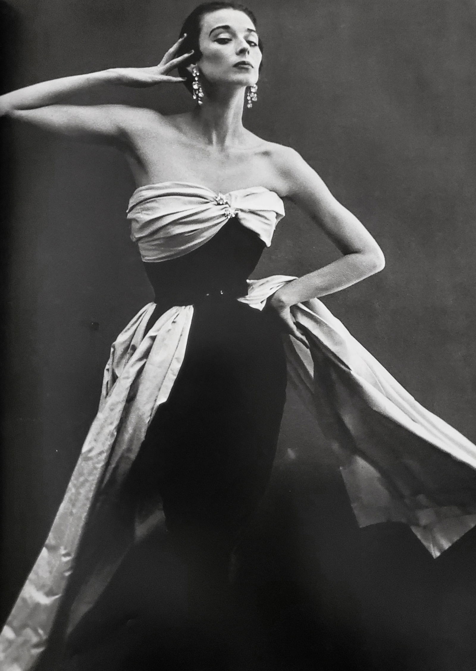 Richard Avedon, Dorian Leigh, Evening dress by Balenciaga, Paris studio, 1949: Photographer: Richard Avedon (American, 1923 - 2004) - internationally renowned portrait and fashion photographer, one of the most important and influential photographers during the last half of the t