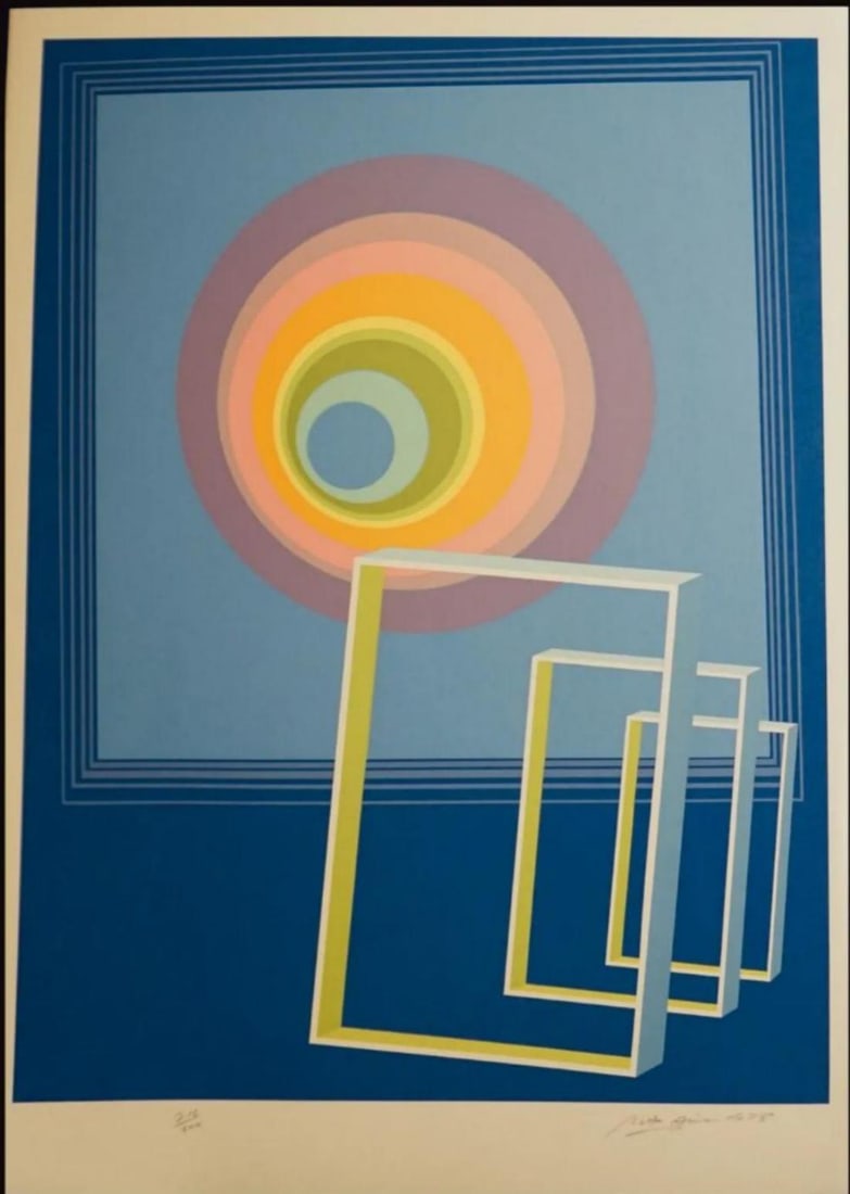 Rita Simon, Spacescape, Screenprint: Artist: Rita Simon Title: Spacescape Medium: Screenprint Signed: Hand Signed Edition: From the Edition of 300 Measurements: 26" x 36" Condition: Excellent Rita Simon is an American artist whose comple